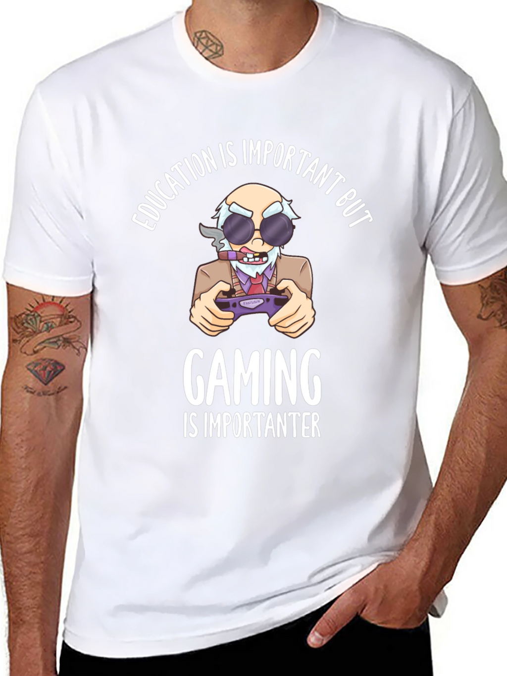 Education Vs Gaming Graphic T-Shirt