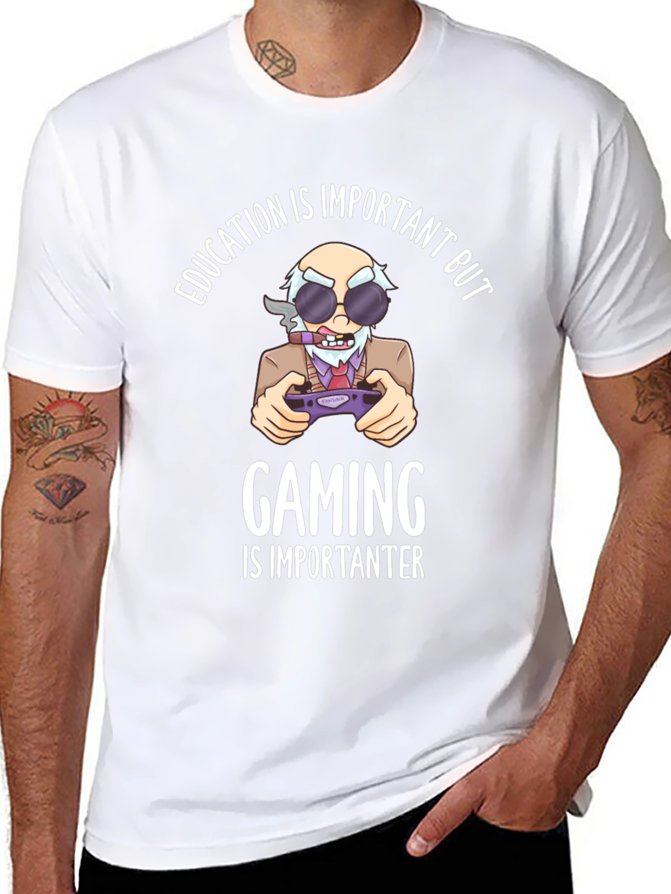Education Vs Gaming Graphic T-Shirt