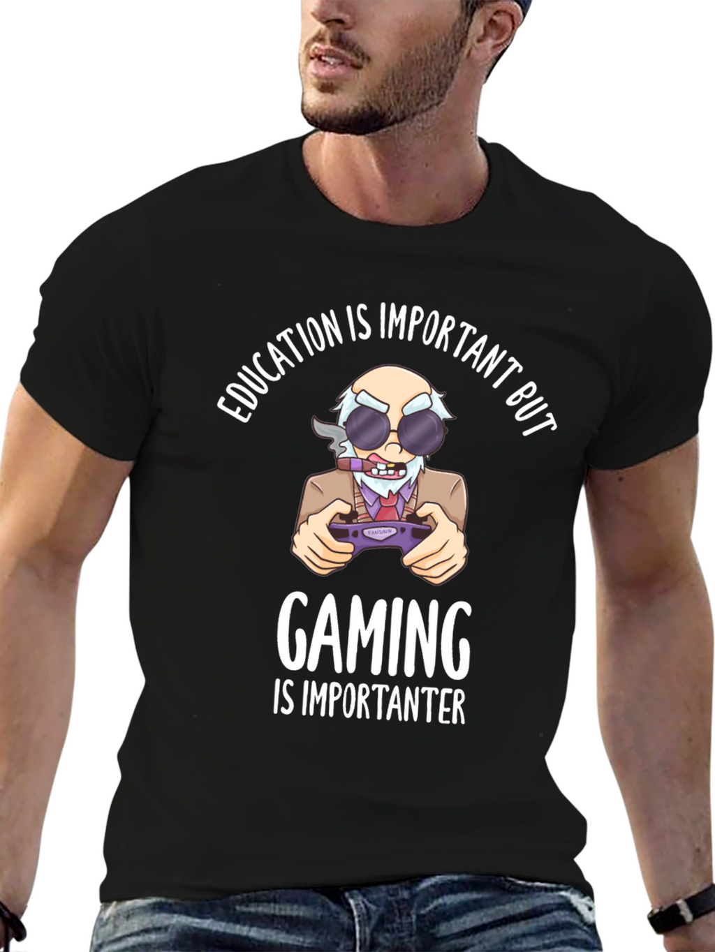 Education Vs Gaming Graphic T-Shirt