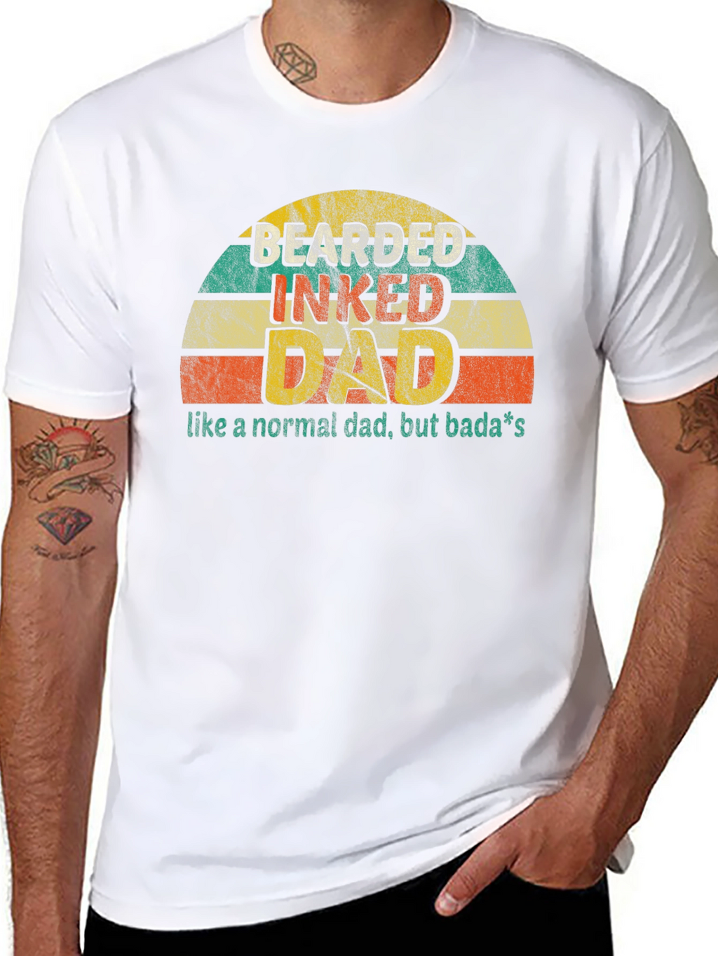 Bearded Inked Dad T-Shirt - Retro Style