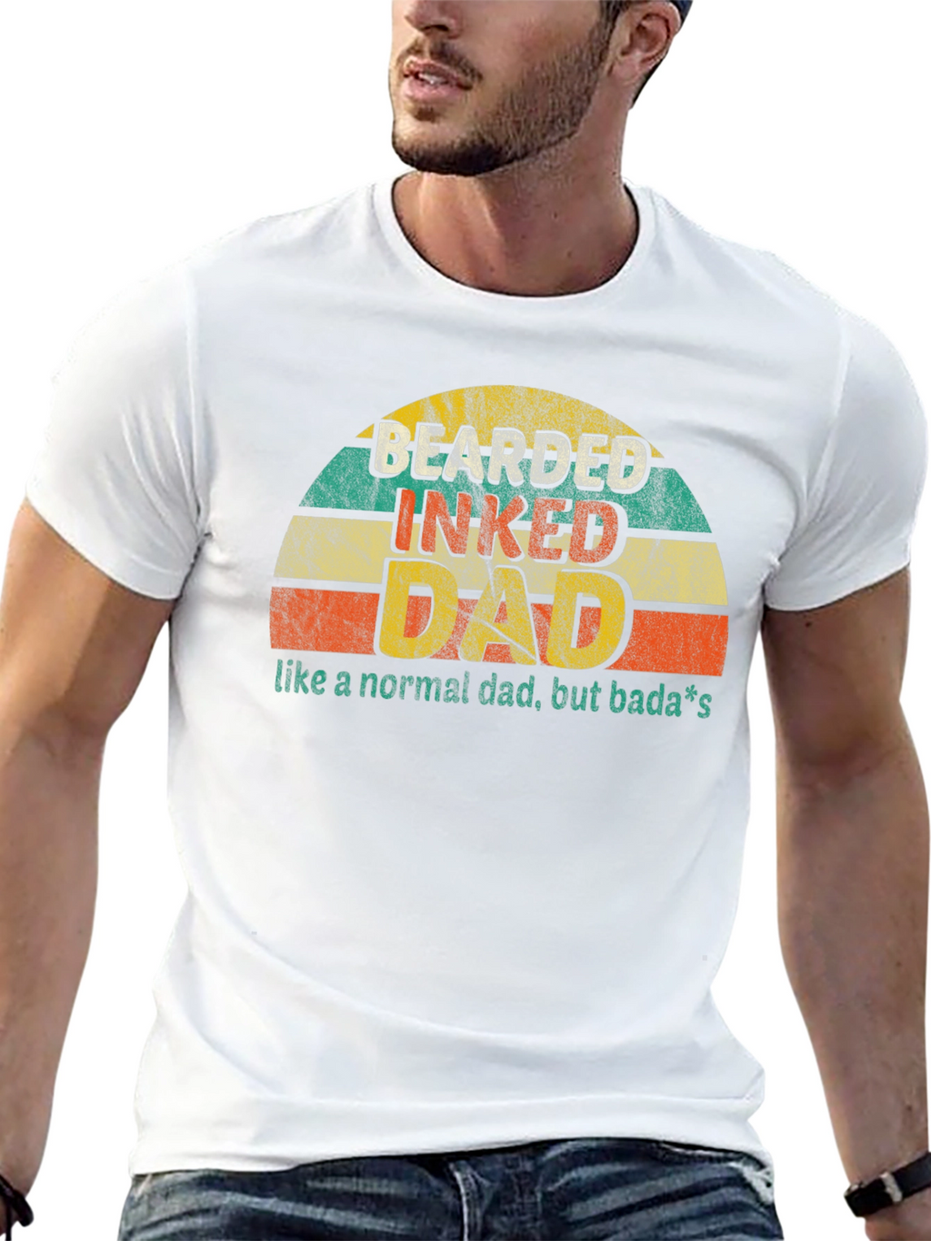 Bearded Inked Dad T-Shirt - Retro Style
