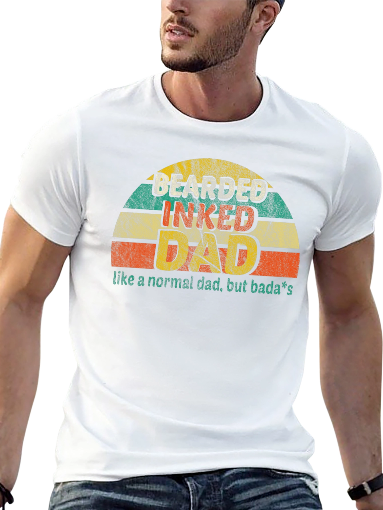 Bearded Inked Dad T-Shirt - Retro Style