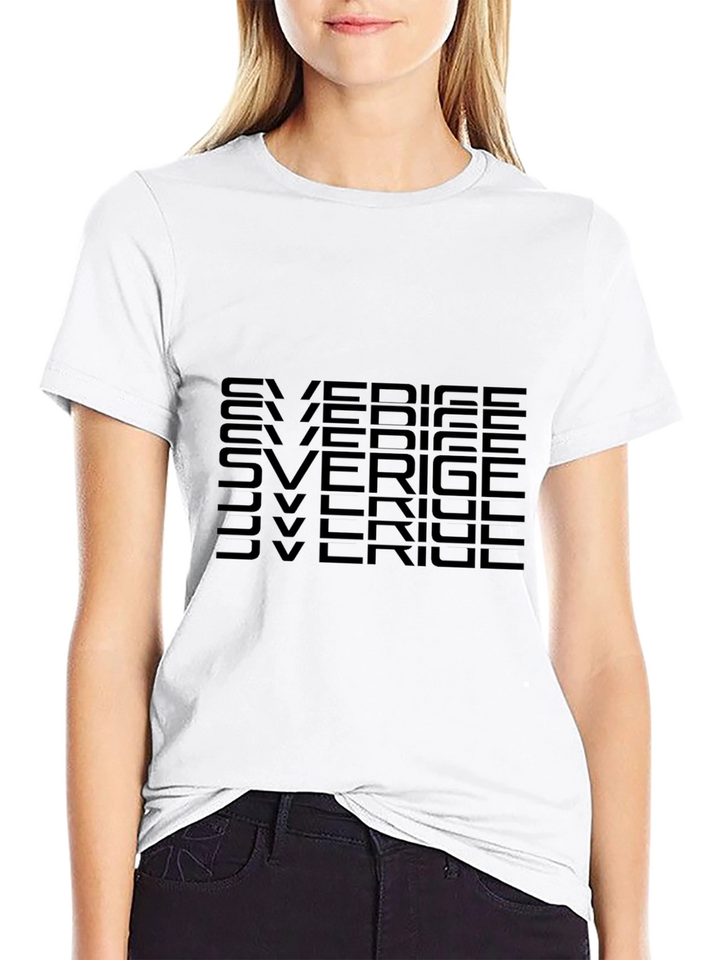 Sweden Sverige Text Graphic T-Shirt - Black
