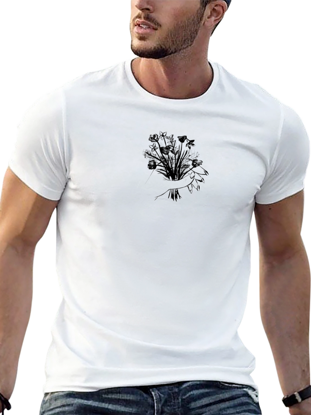 Black Floral Bouquet Graphic Tee