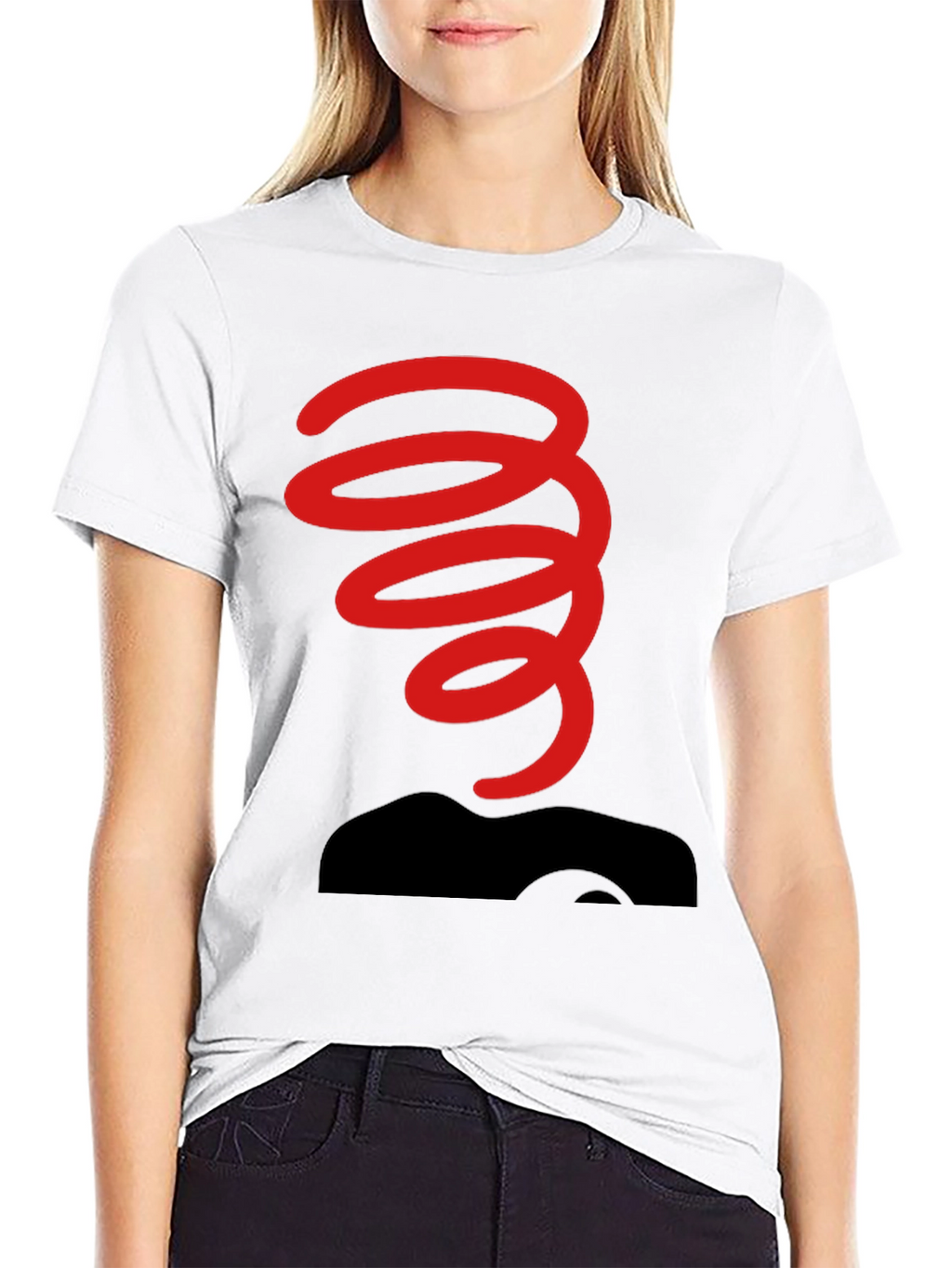 Black T-Shirt with Red Spring Graphic