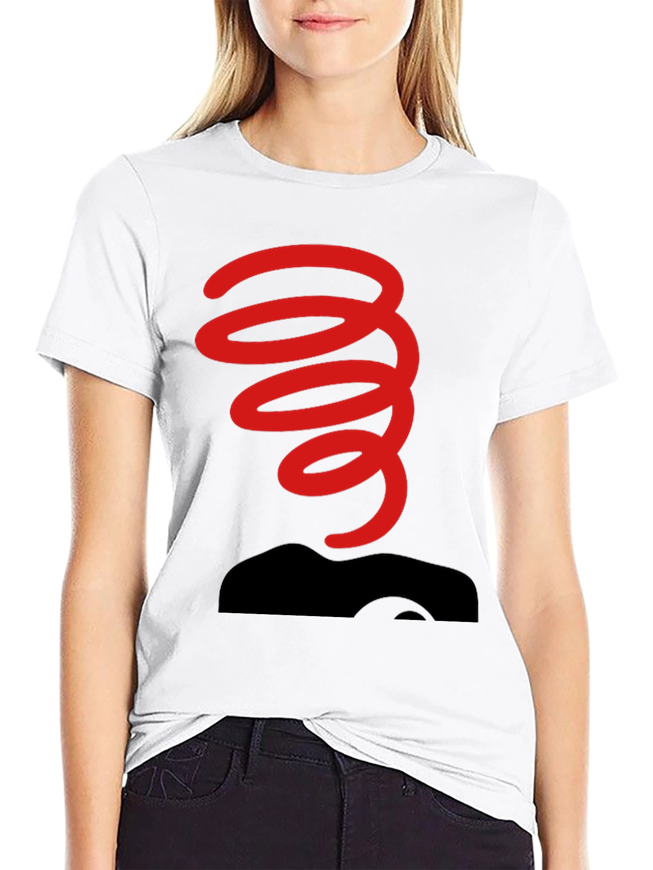 Black T-Shirt with Red Spring Graphic