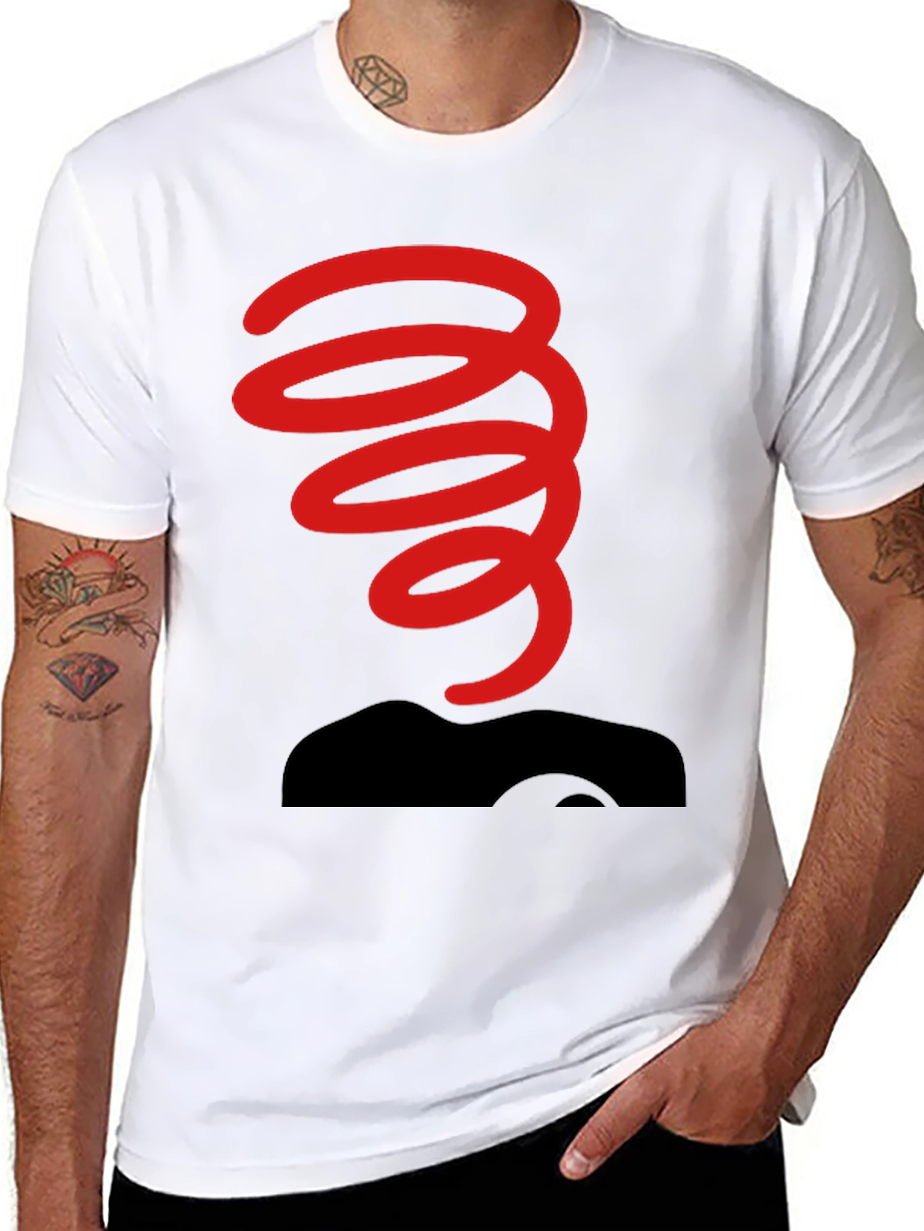 Black T-Shirt with Red Spring Graphic