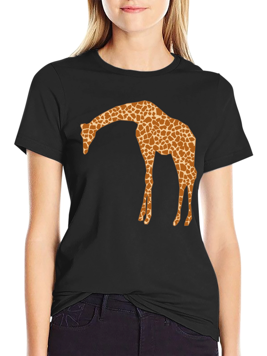 Giraffe Silhouette Mens Black Graphic T-Shirt