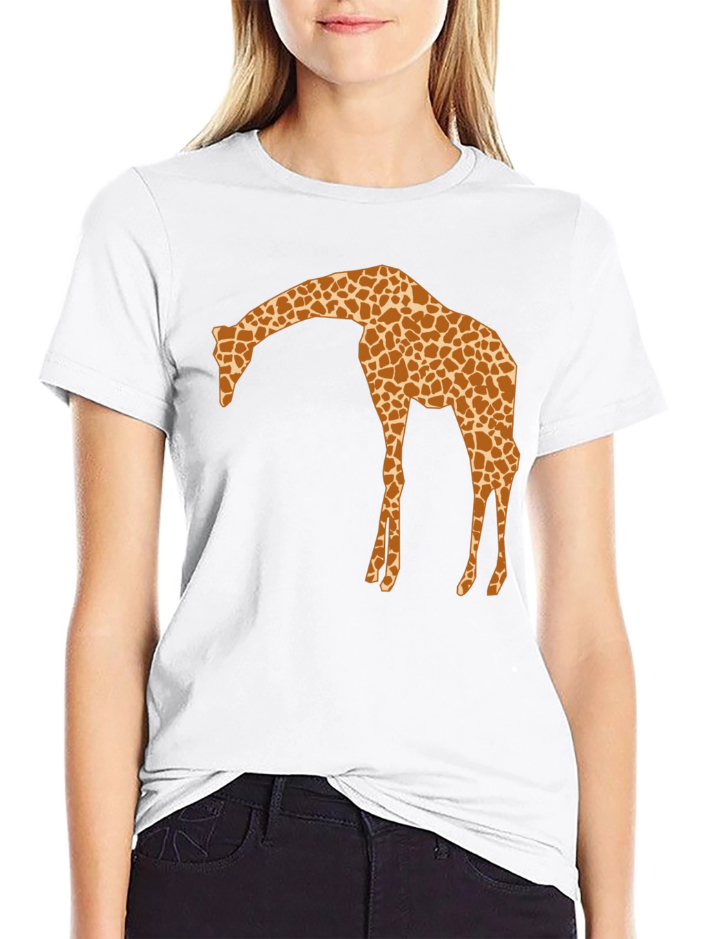 Giraffe Silhouette Mens Black Graphic T-Shirt