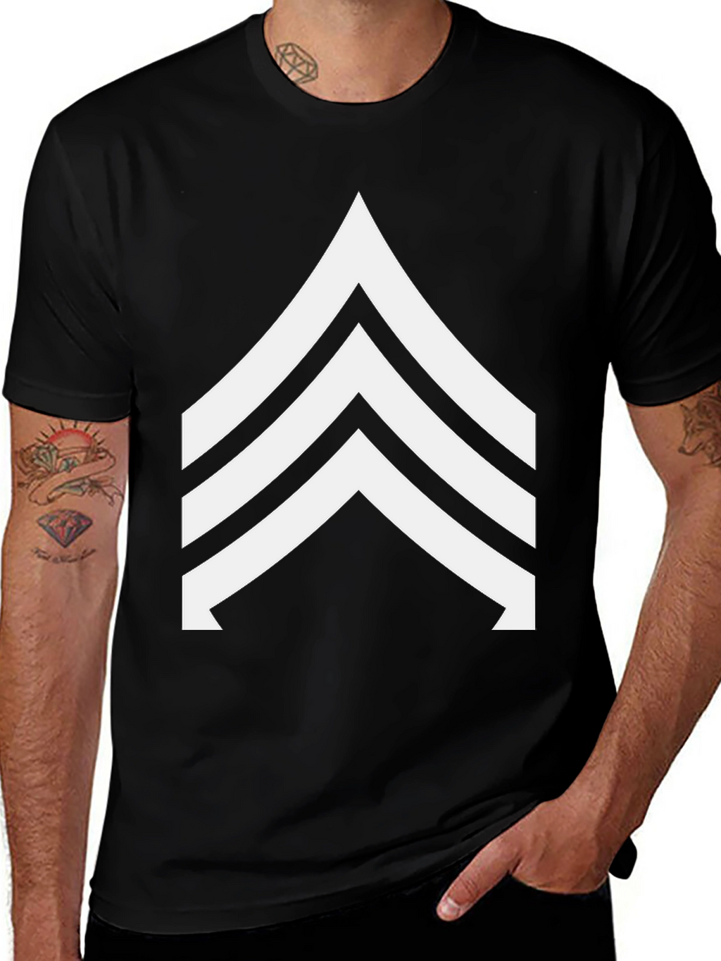 Sergeant Stripes Graphic Tee - Black Casual Shirt