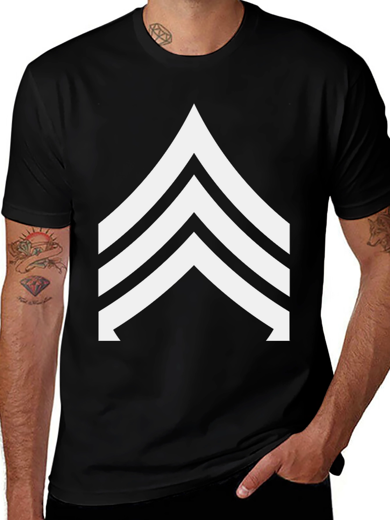 Sergeant Stripes Graphic Tee - Black Casual Shirt
