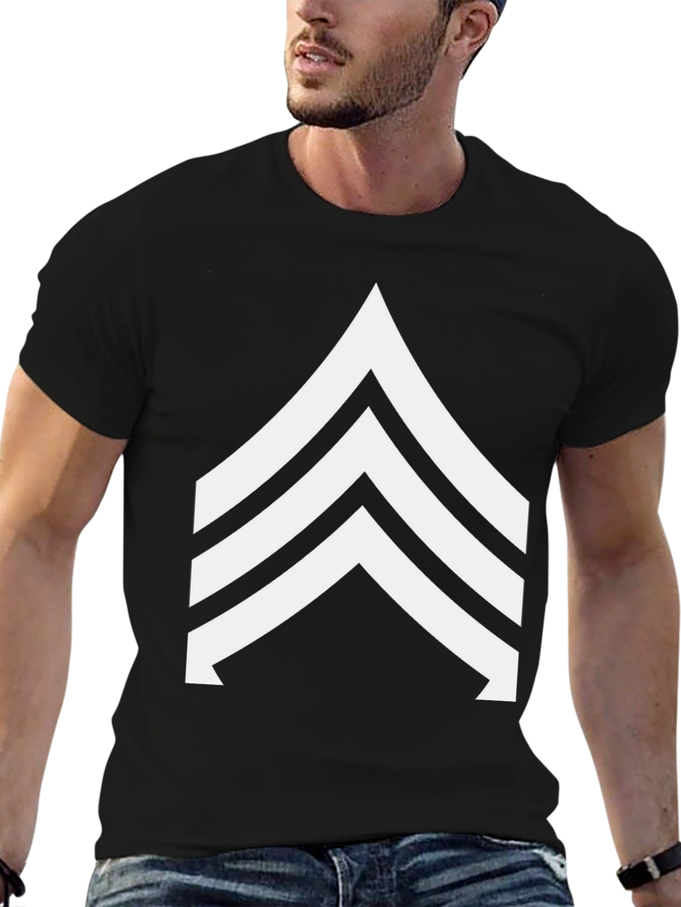 Sergeant Stripes Graphic Tee - Black Casual Shirt