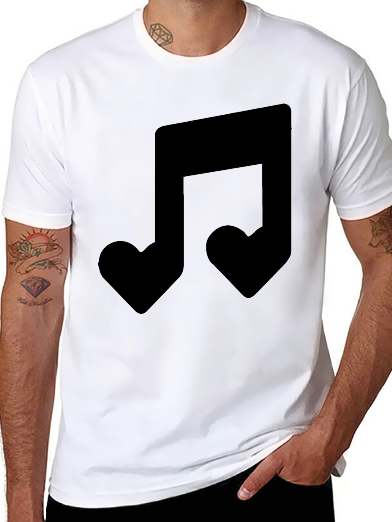 Heart Note Graphic Black T-Shirt