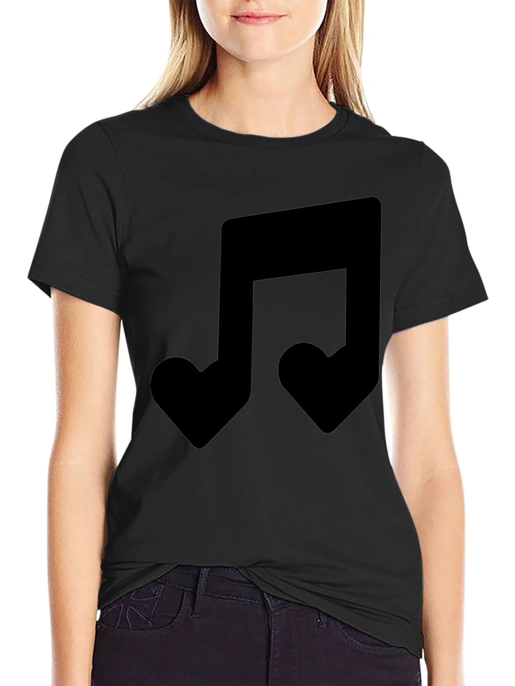 Heart Note Graphic Black T-Shirt