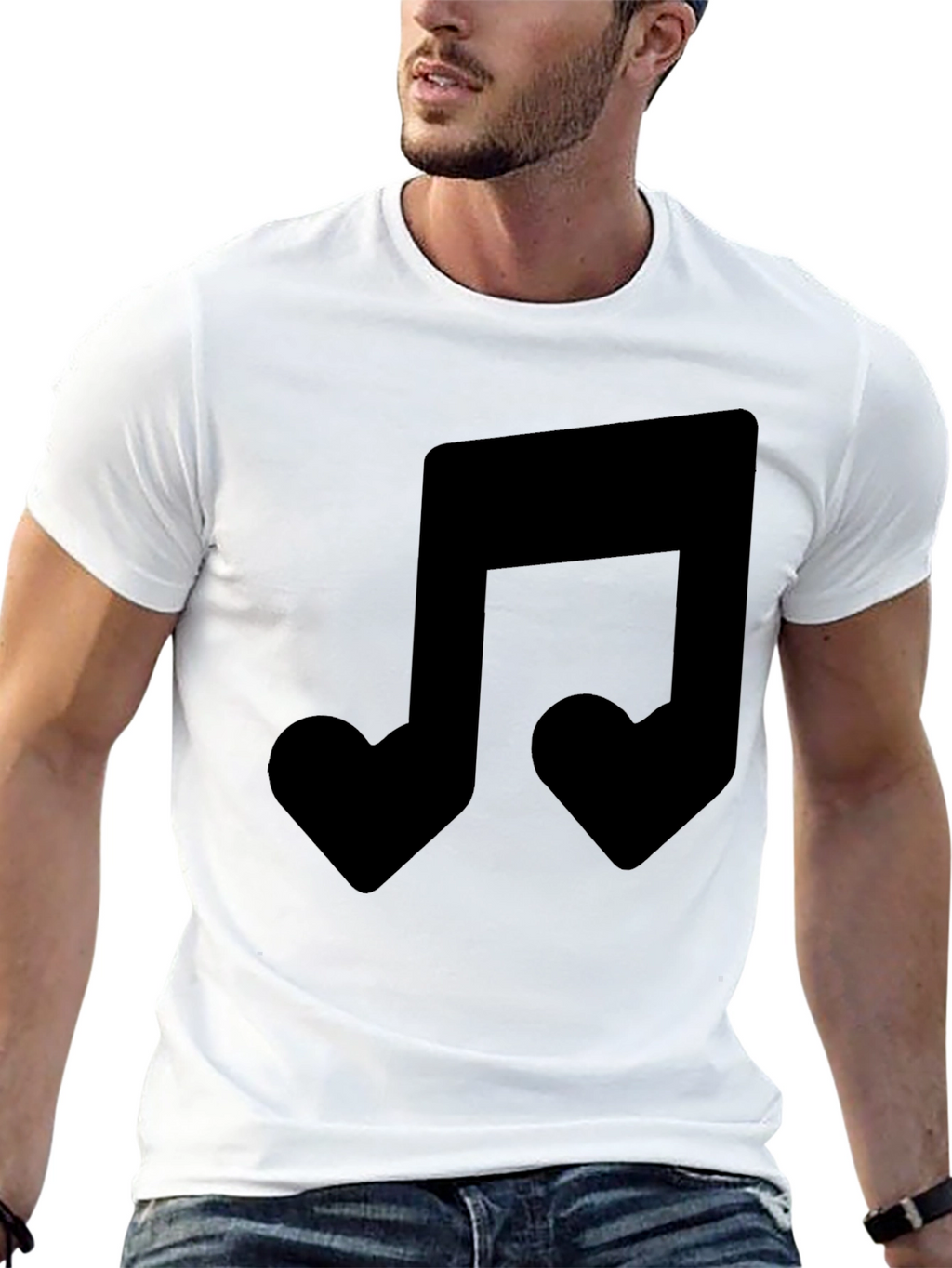 Heart Note Graphic Black T-Shirt