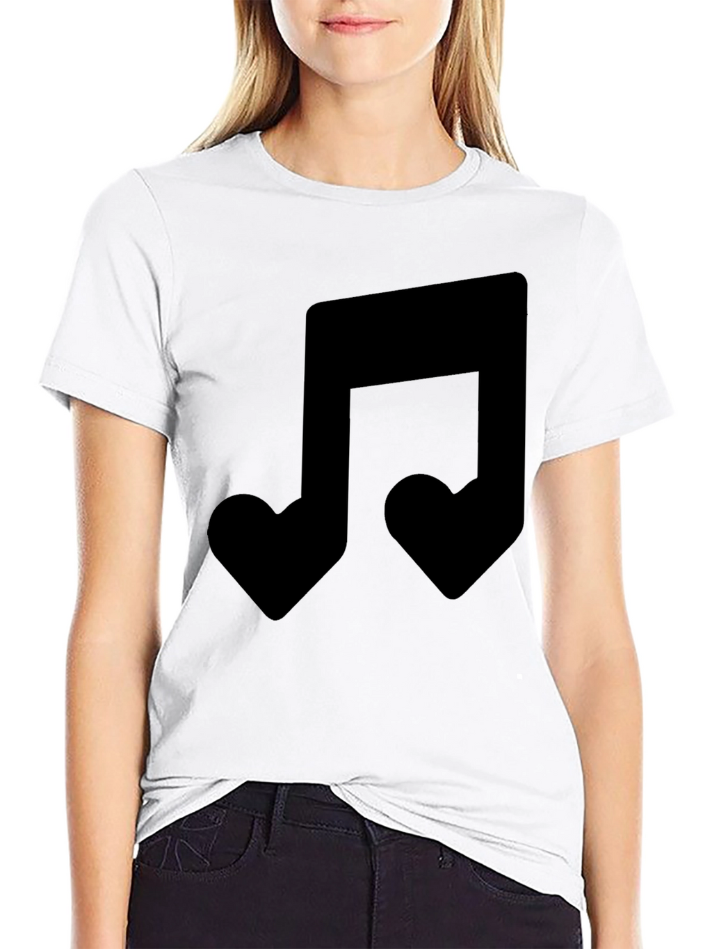Heart Note Graphic Black T-Shirt