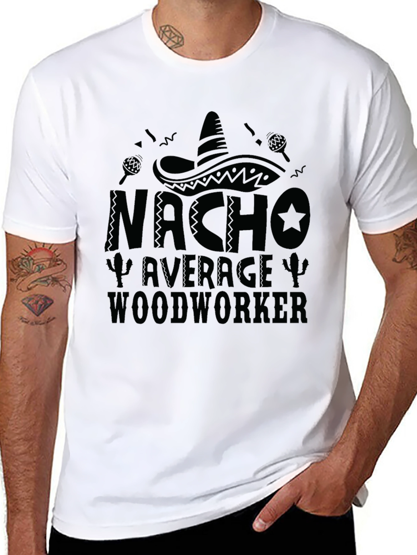 Nacho Average Woodworker Black T-Shirt