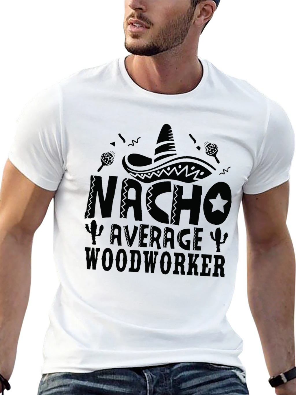 Nacho Average Woodworker Black T-Shirt