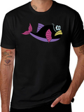 Funny Fish Graphic Tee - Black Cotton T-Shirt