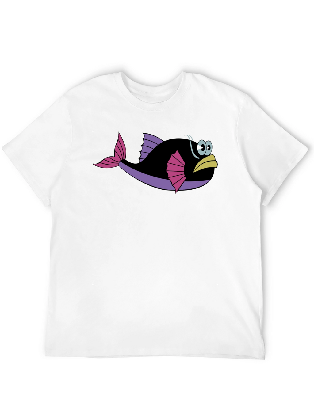Funny Fish Graphic Tee - Black Cotton T-Shirt