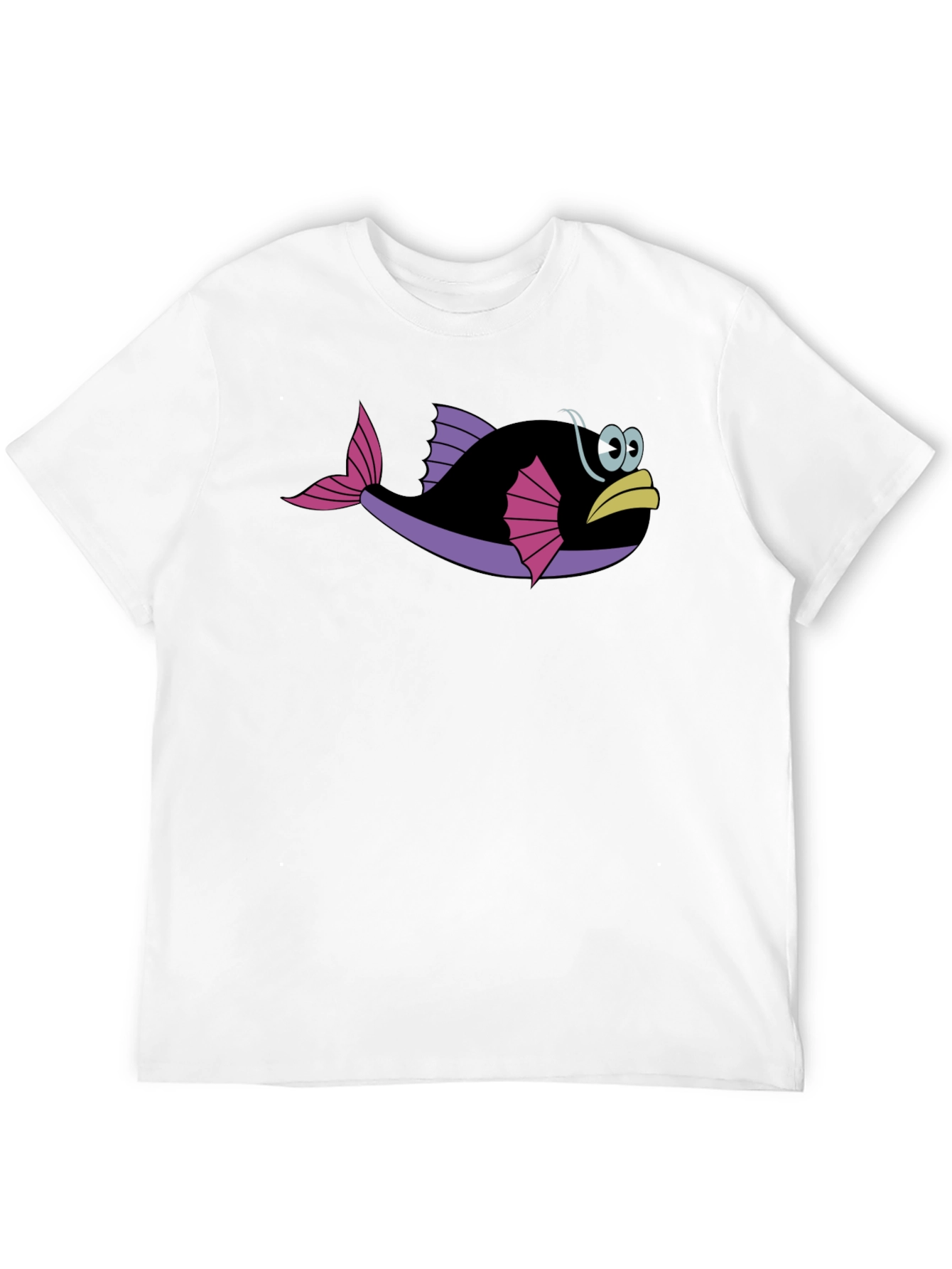 Funny Fish Graphic Tee - Black Cotton T-Shirt