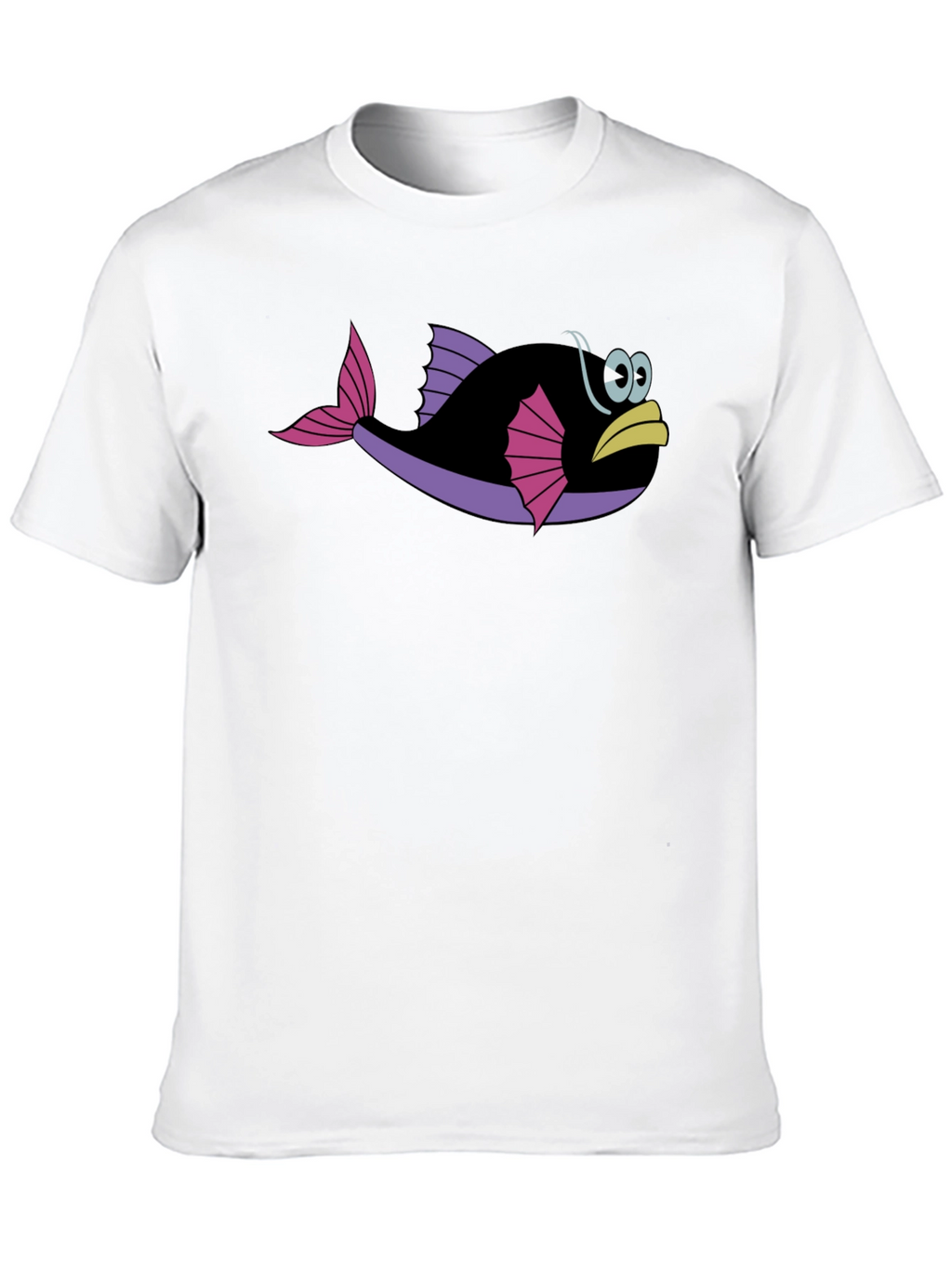 Funny Fish Graphic Tee - Black Cotton T-Shirt