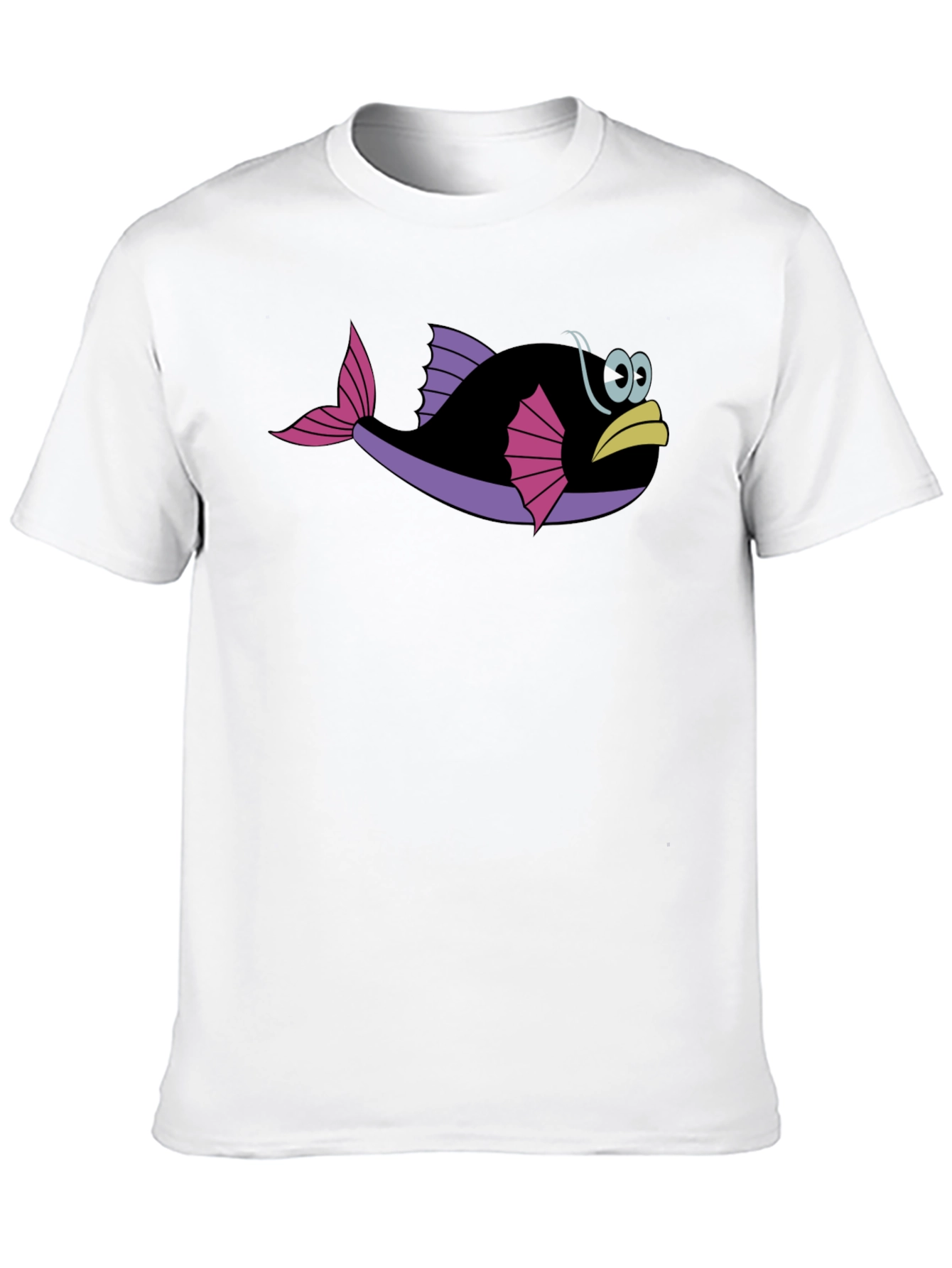 Funny Fish Graphic Tee - Black Cotton T-Shirt