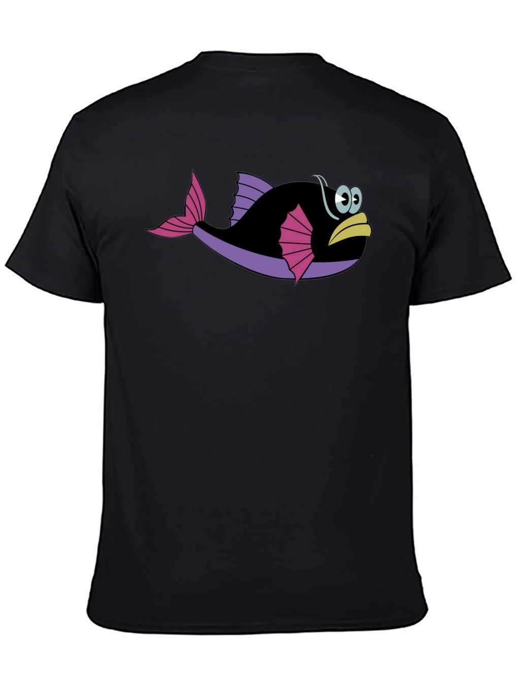 Funny Fish Graphic Tee - Black Cotton T-Shirt