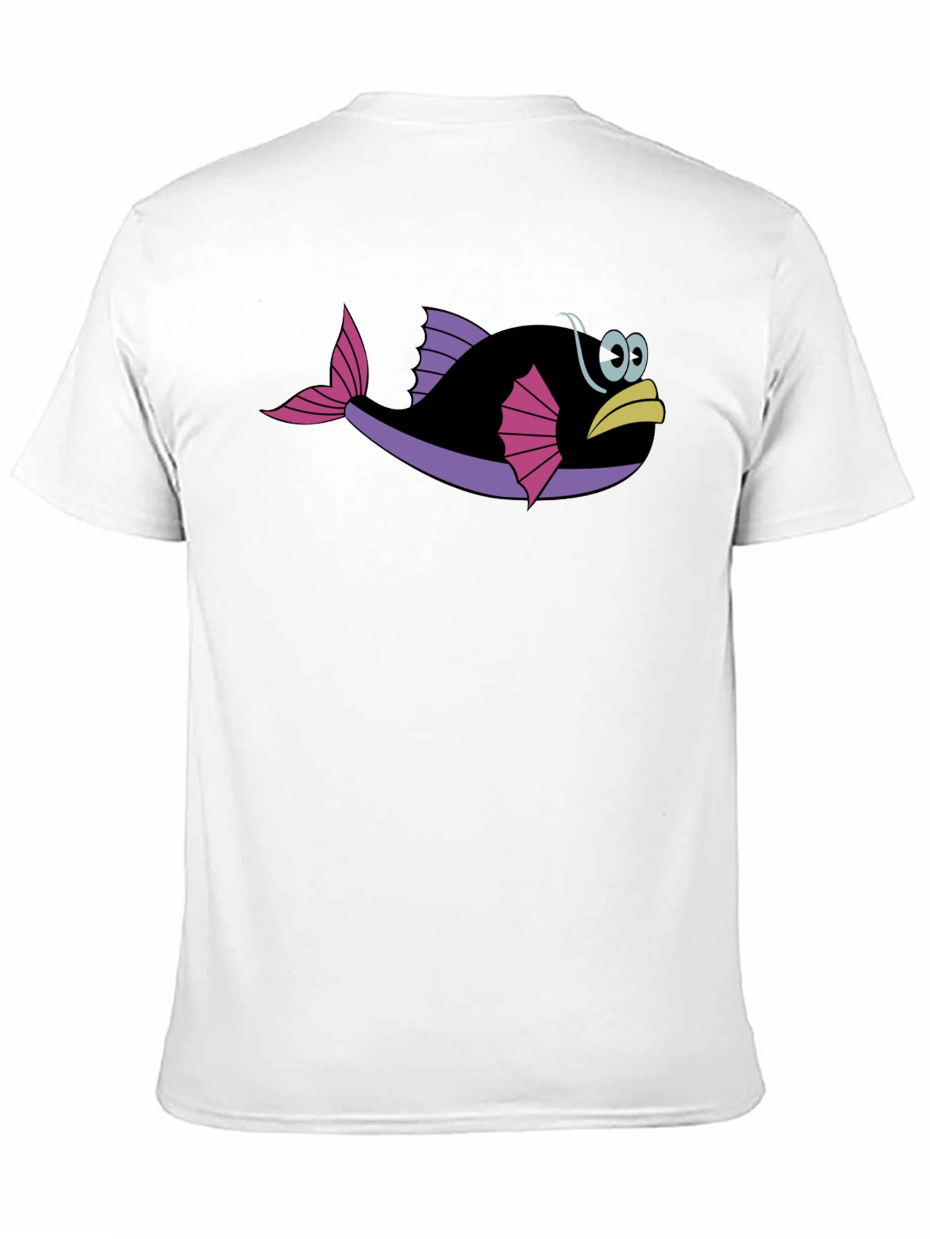 Funny Fish Graphic Tee - Black Cotton T-Shirt