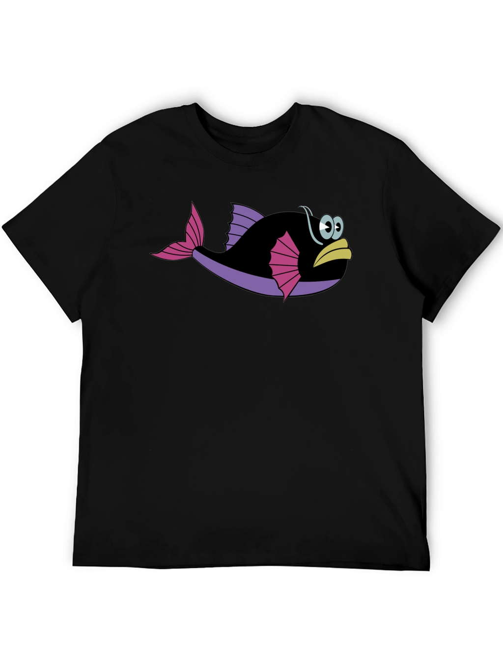 Funny Fish Graphic Tee - Black Cotton T-Shirt