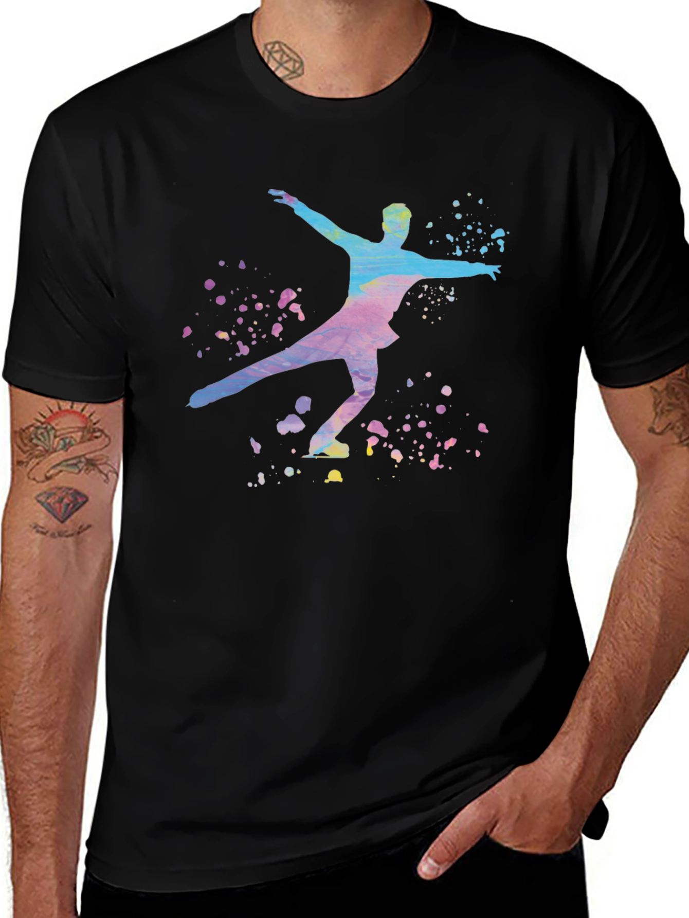 Figure Skater Graphic Tee - Artistic Watercolor Design