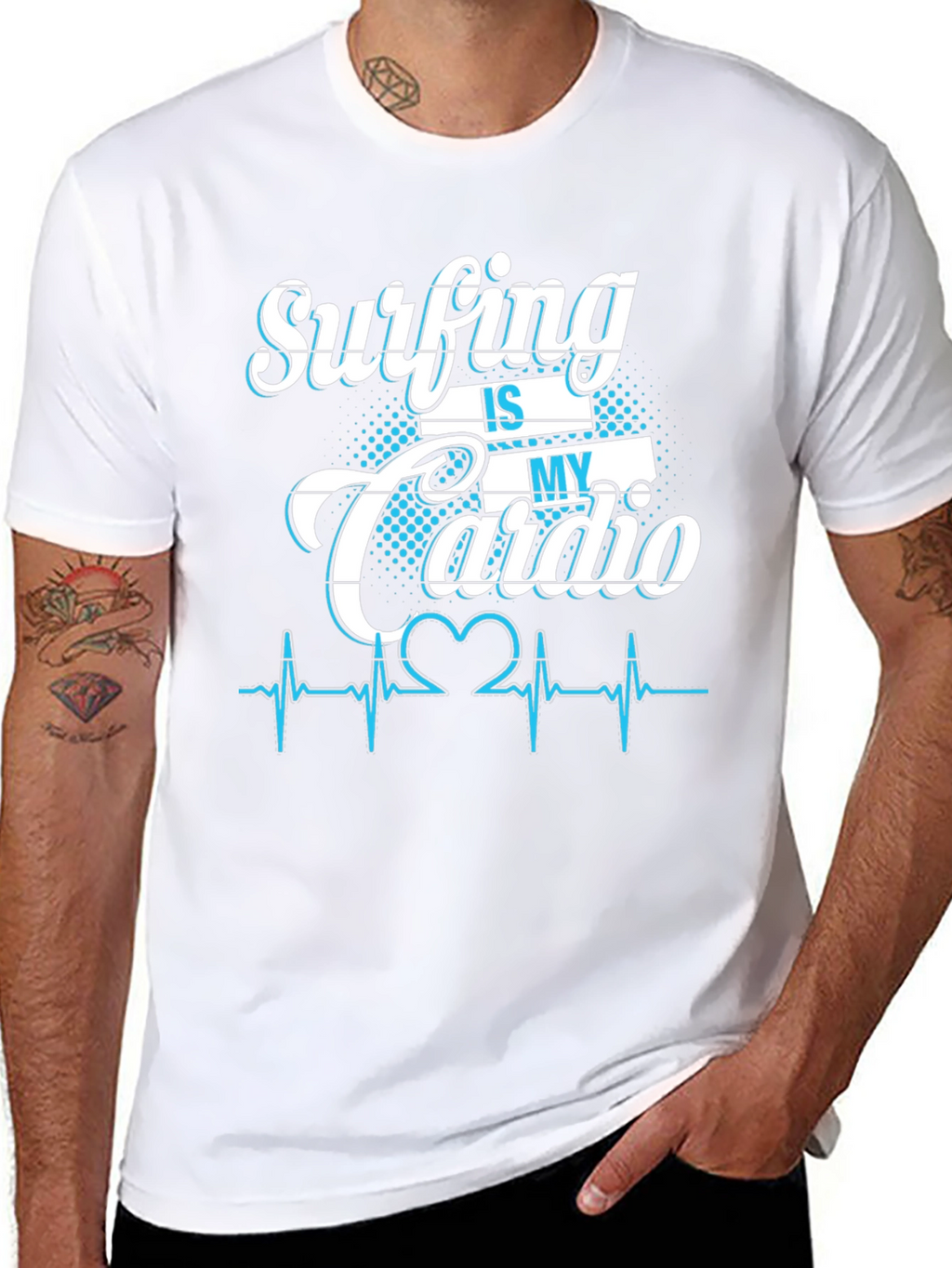 Surfing Is My Cardio Graphic Tee - Black