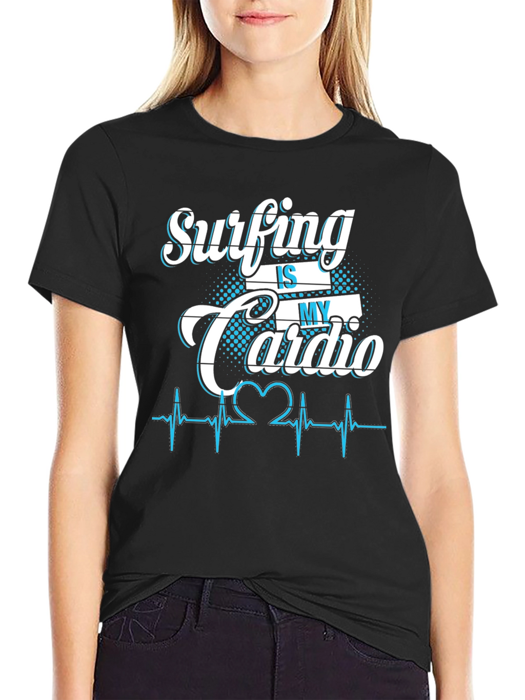 Surfing Is My Cardio Graphic Tee - Black