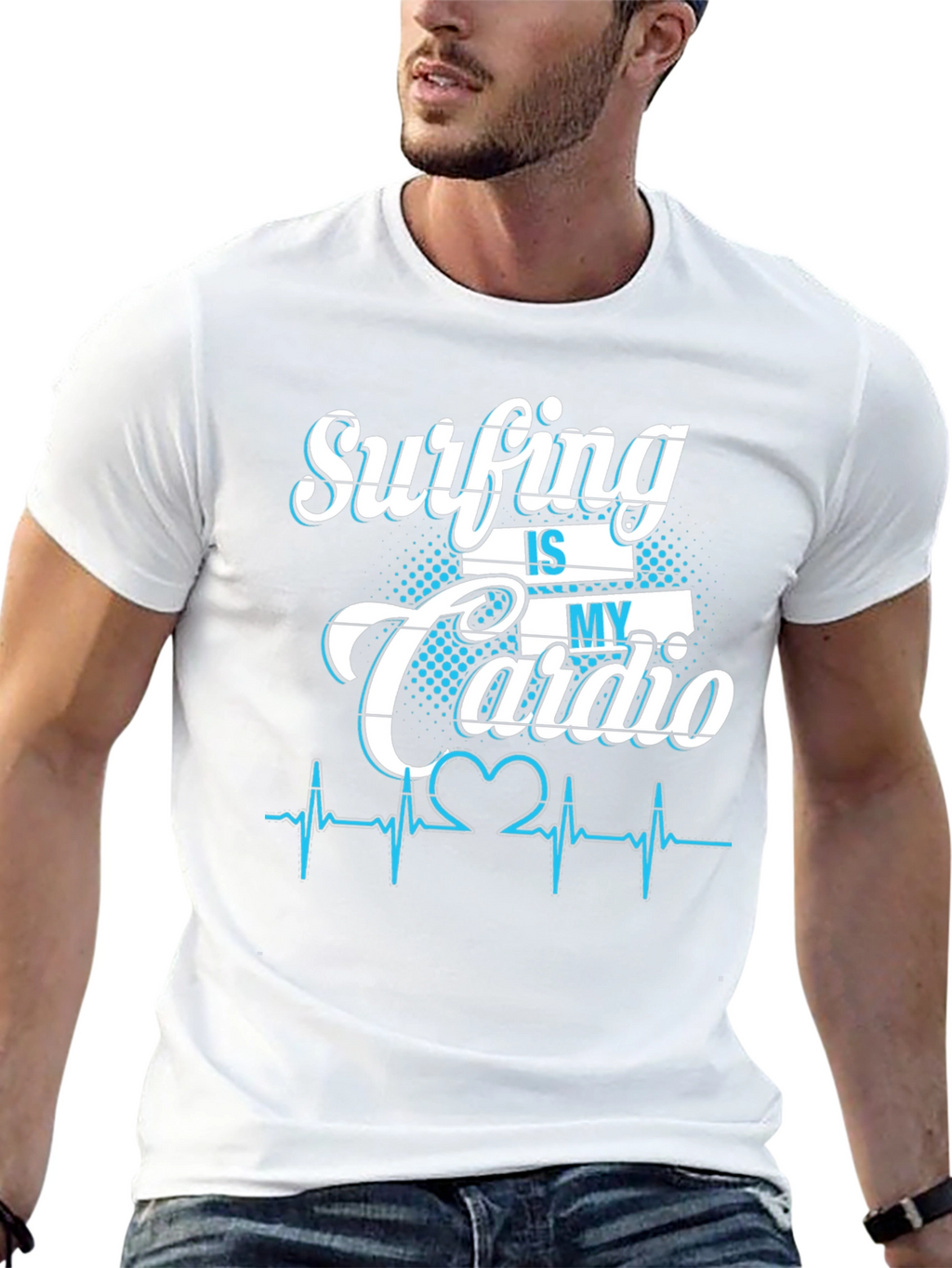 Surfing Is My Cardio Graphic Tee - Black