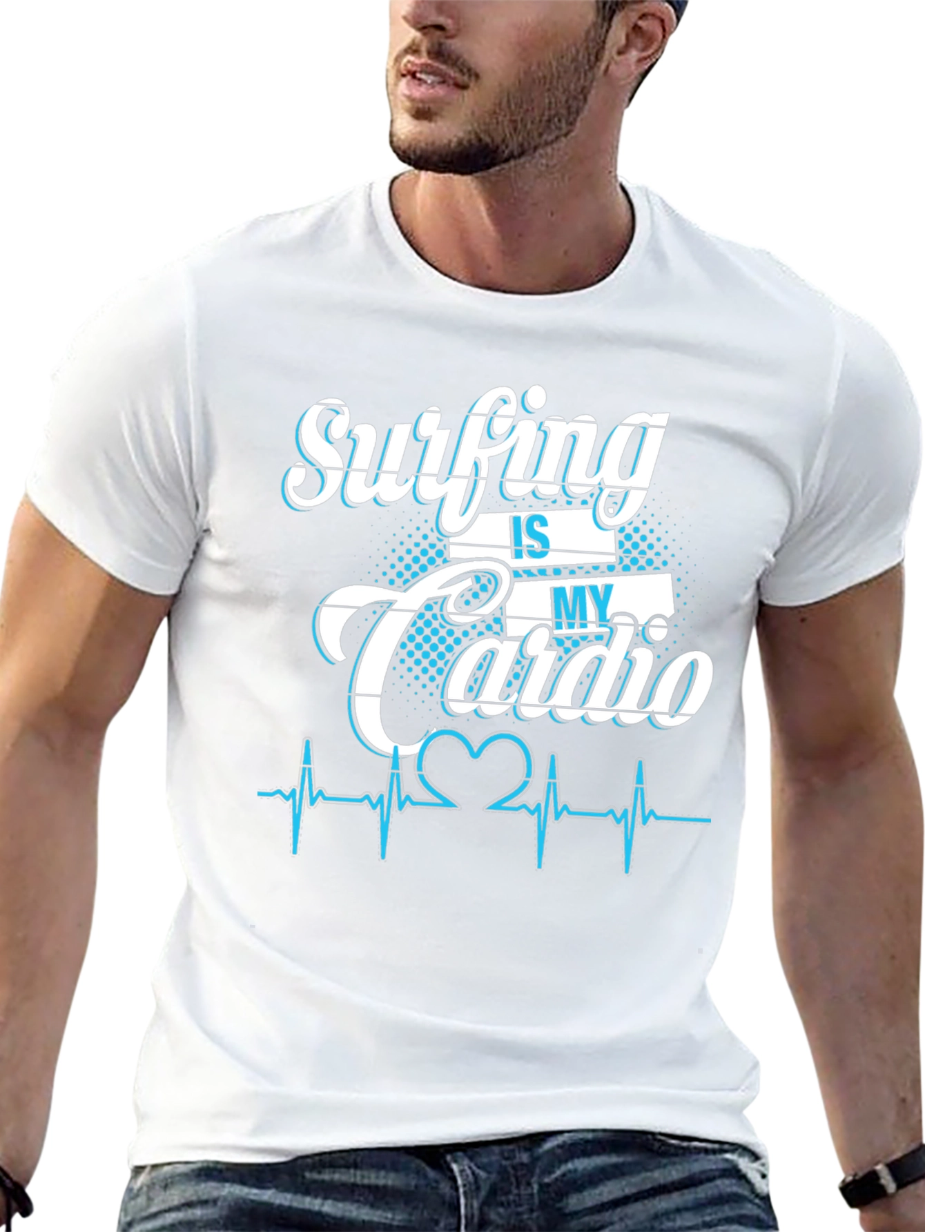 Surfing Is My Cardio Graphic Tee - Black