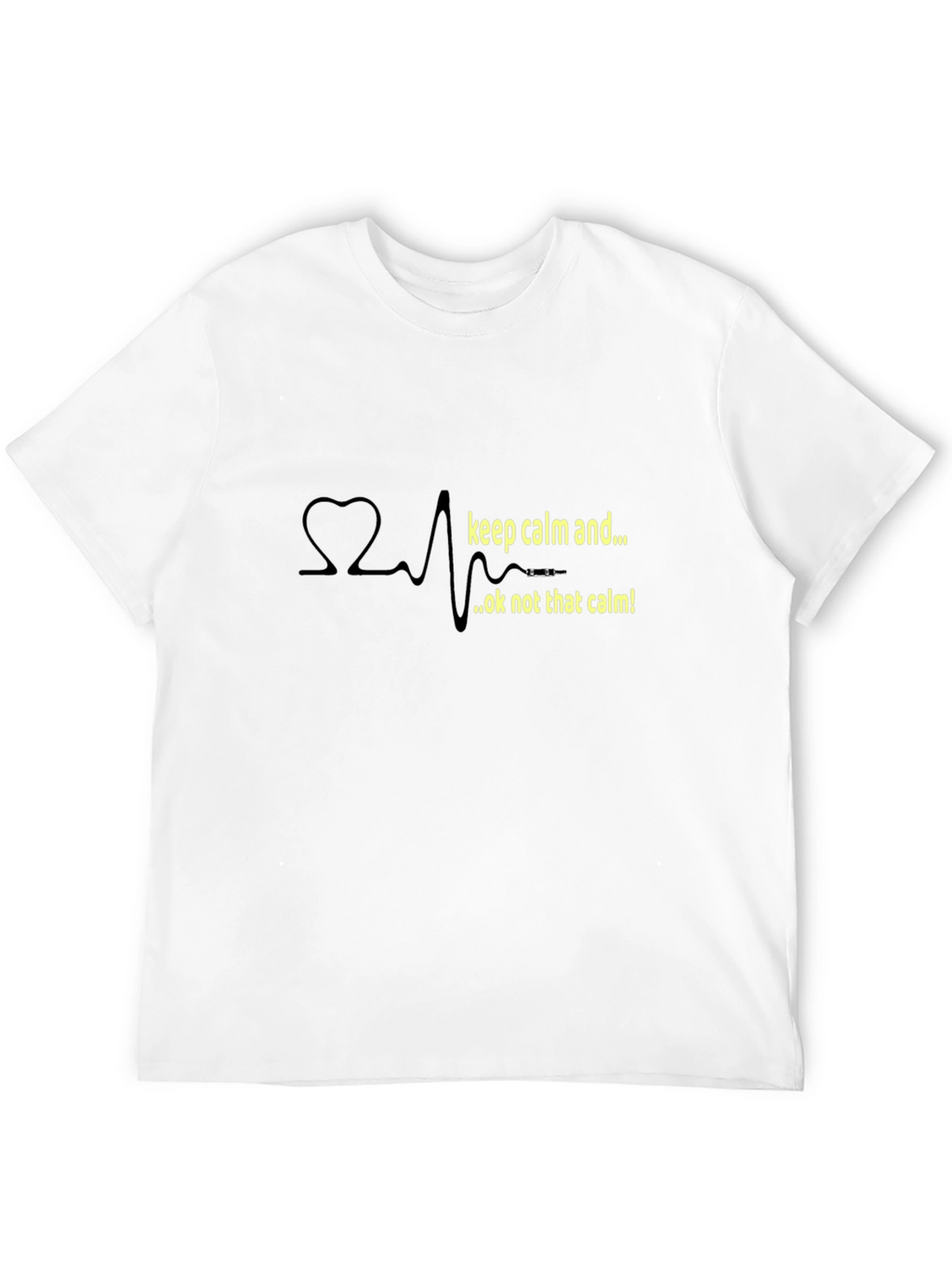 Keep Calm Heartbeat Novelty Black T-Shirt