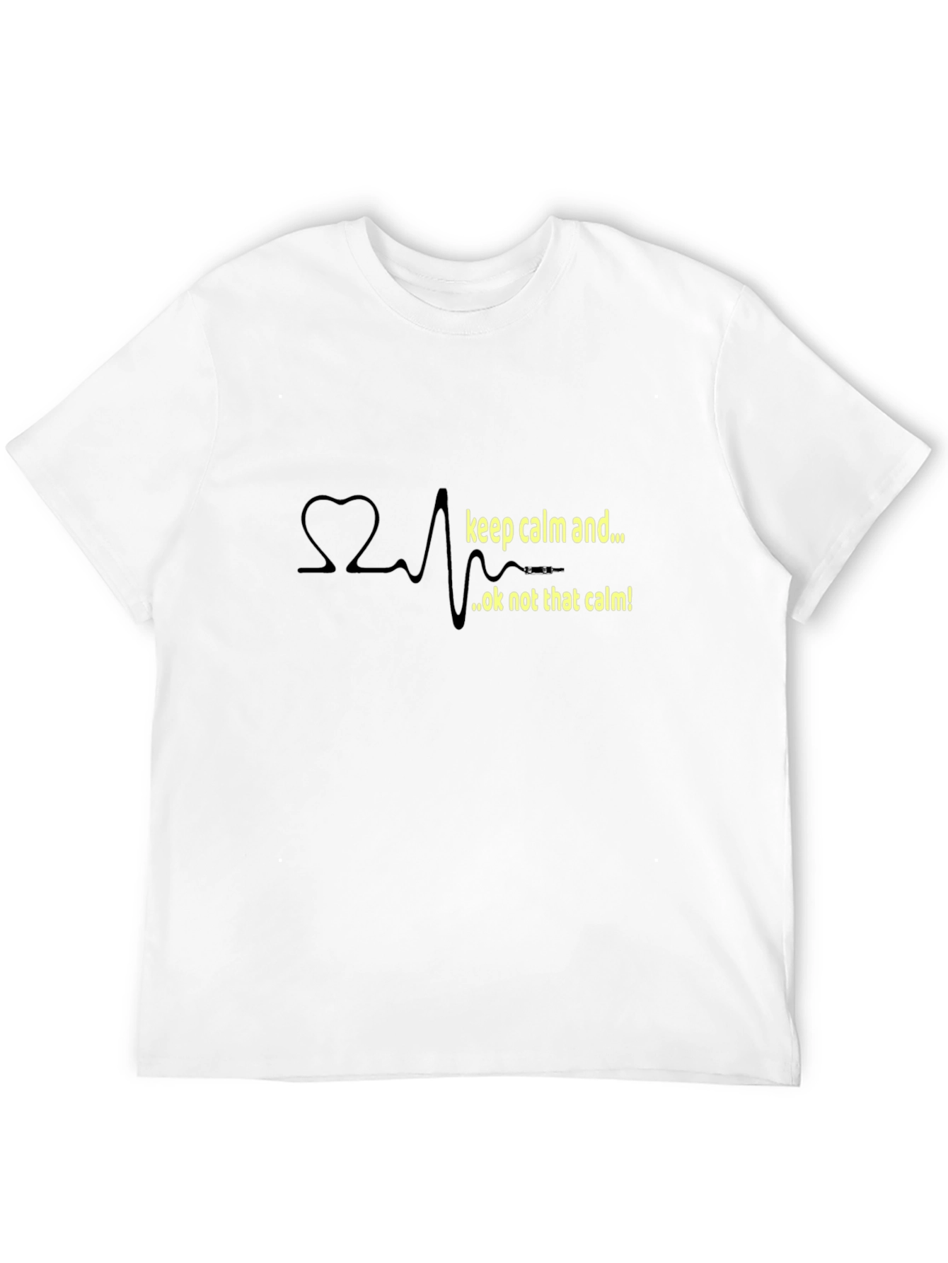 Keep Calm Heartbeat Novelty Black T-Shirt