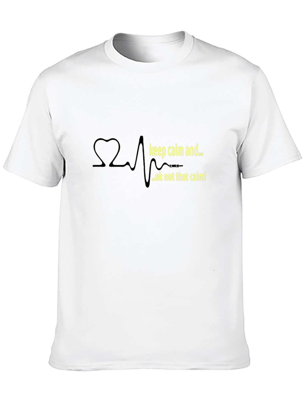 Keep Calm Heartbeat Novelty Black T-Shirt