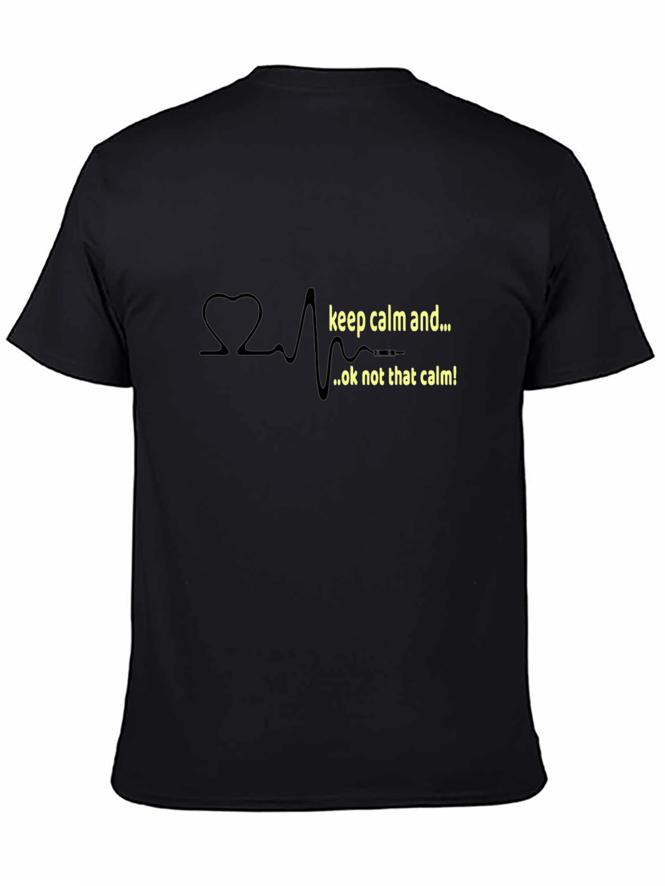 Keep Calm Heartbeat Novelty Black T-Shirt
