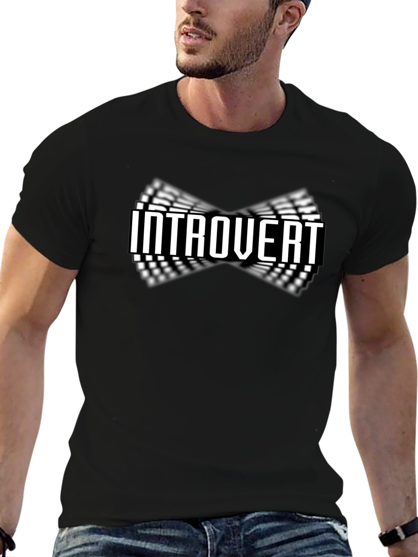 Introvert Graphic Tee - Black Cotton Casual Wear