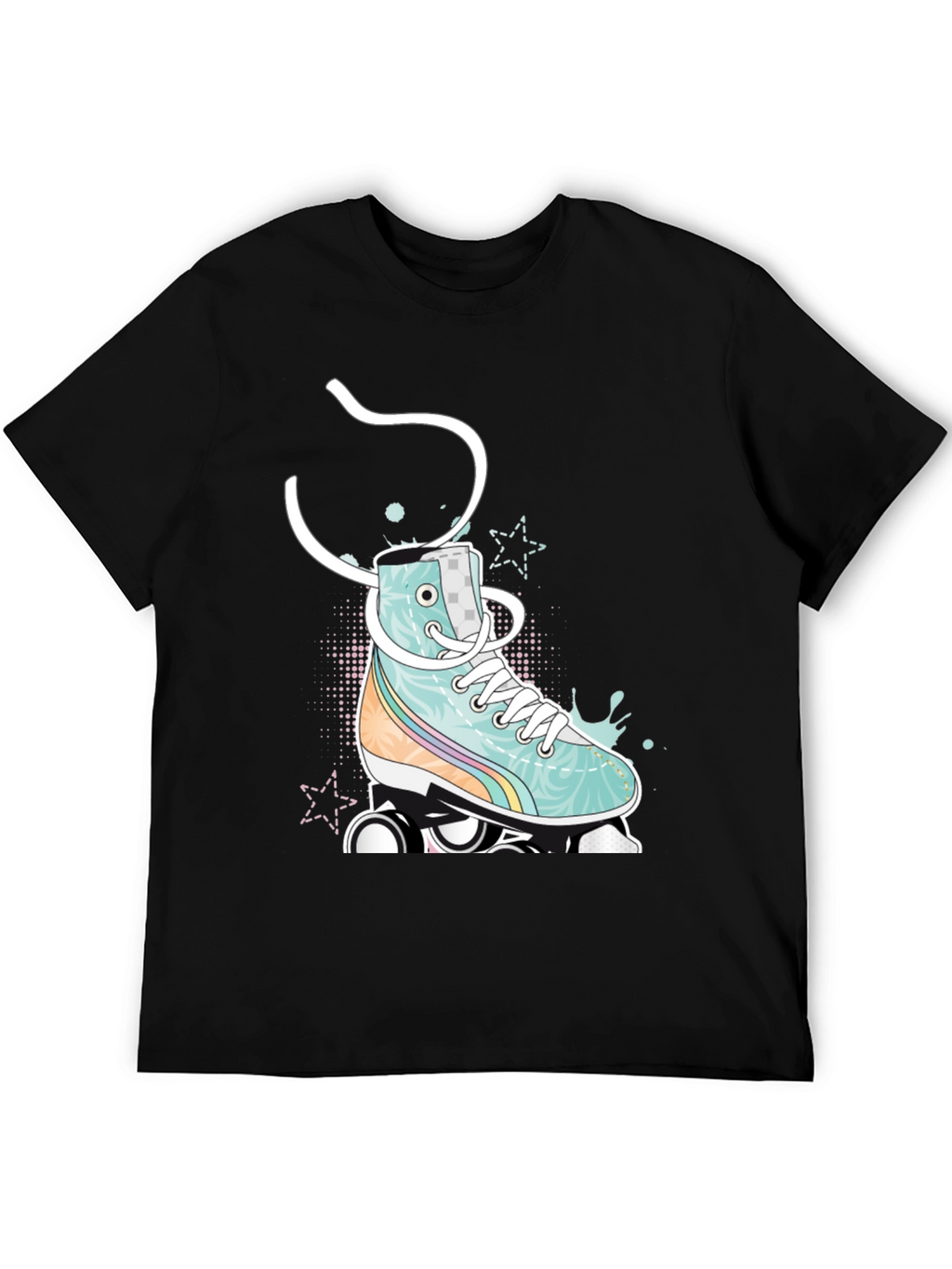 Retro Roller Skate Graphic Tee - Black