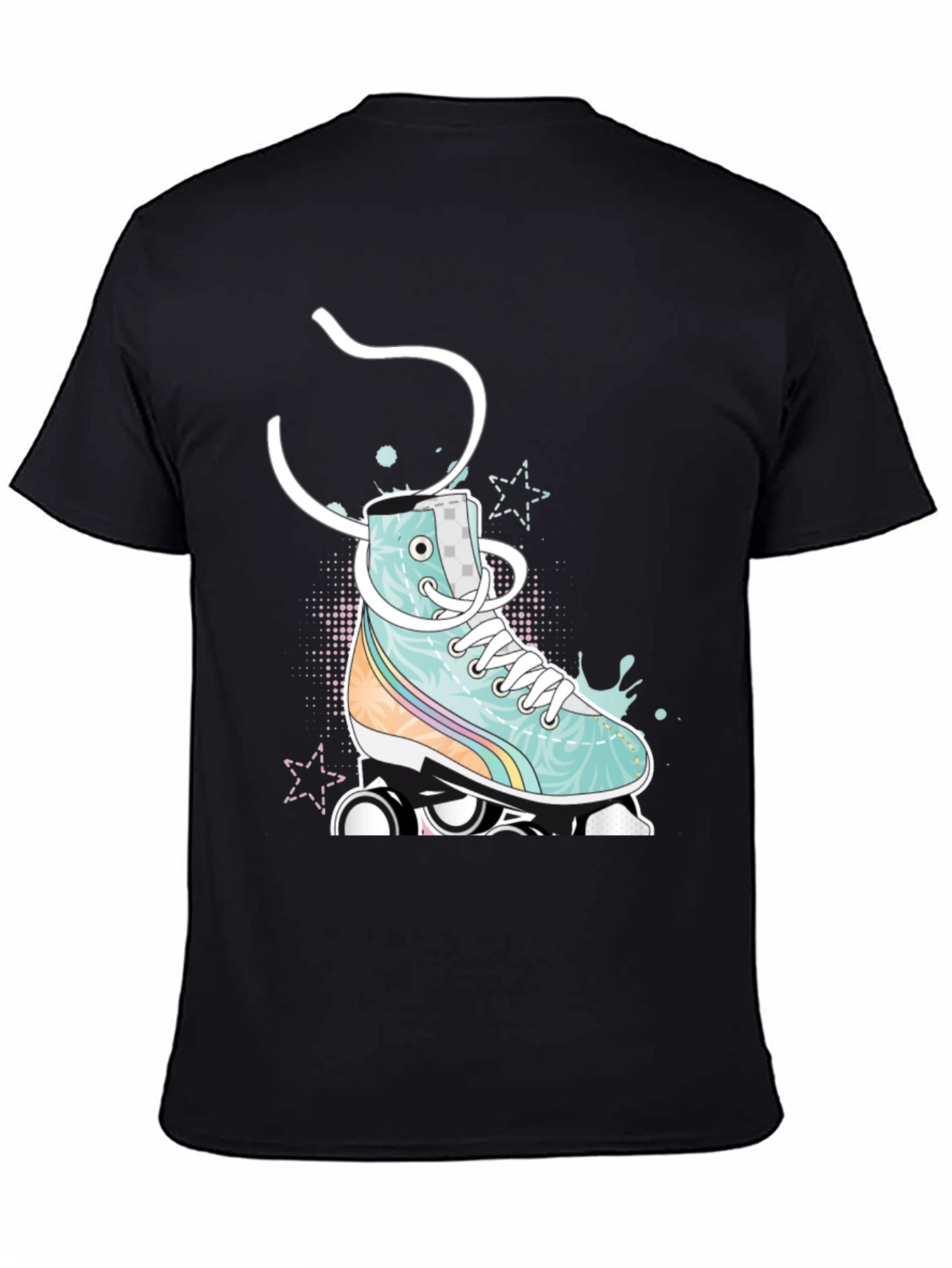 Retro Roller Skate Graphic Tee - Black