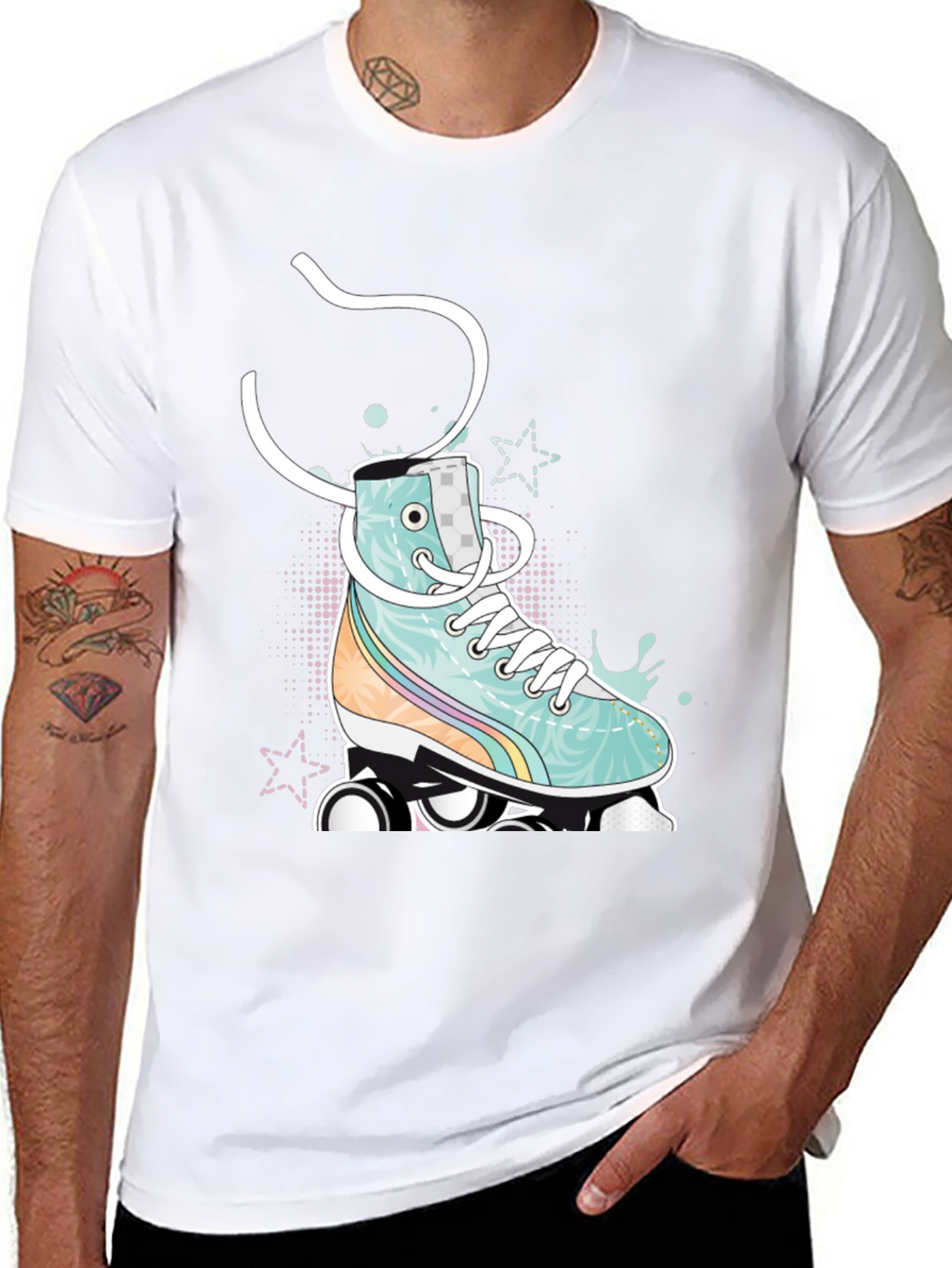 Retro Roller Skate Graphic Tee - Black