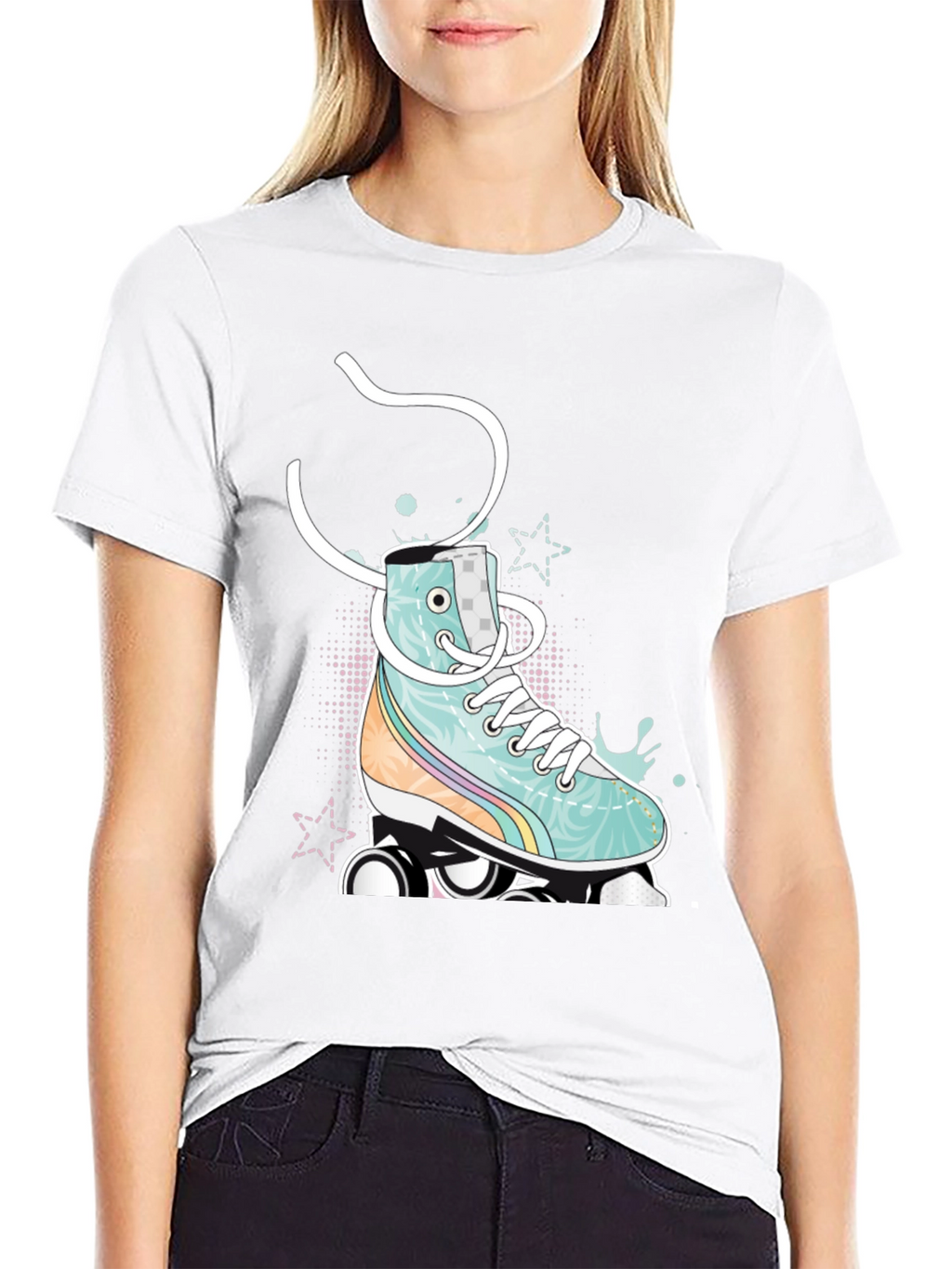 Retro Roller Skate Graphic Tee - Black