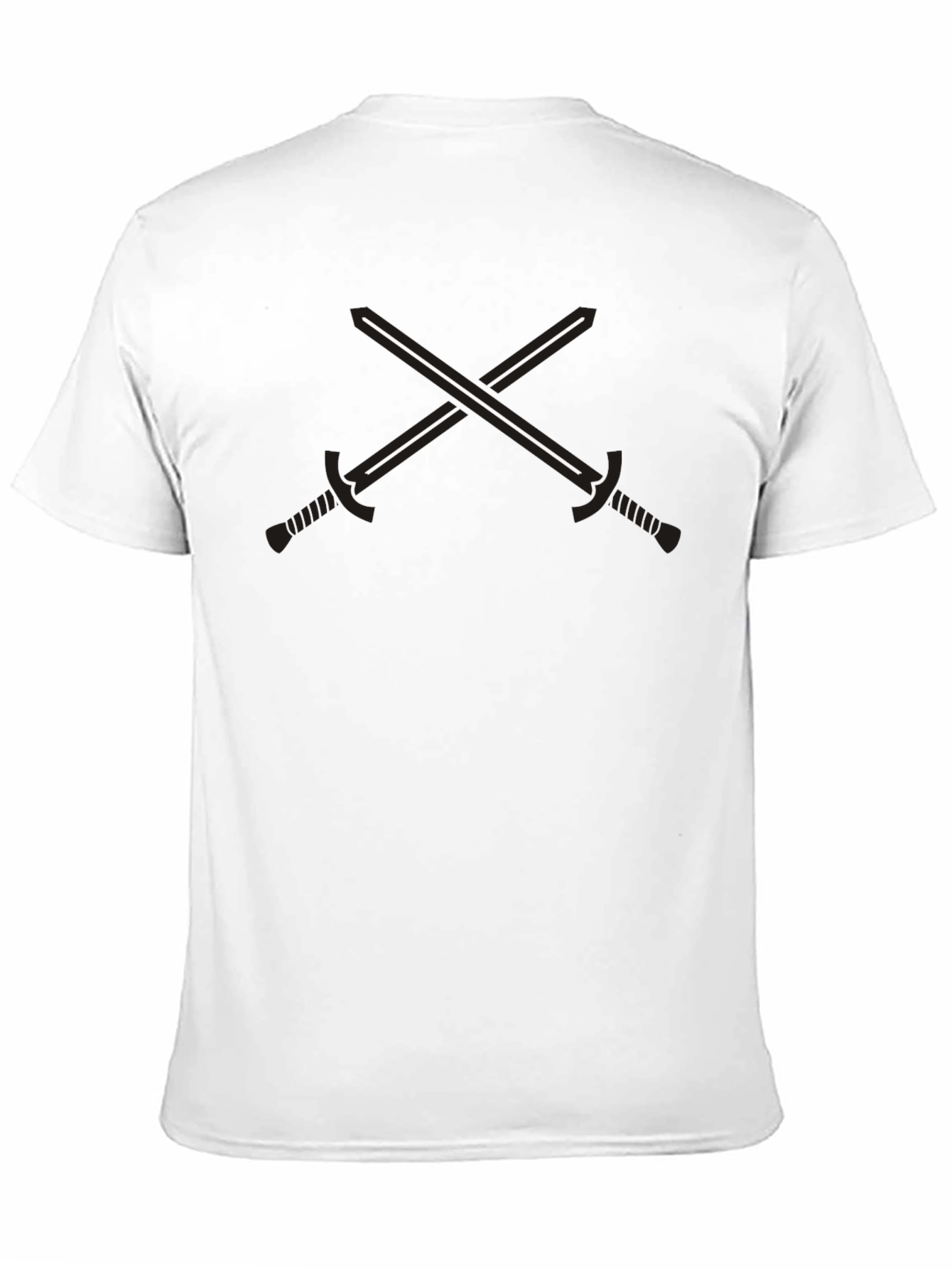 Black T-Shirt with Crossed Swords Design