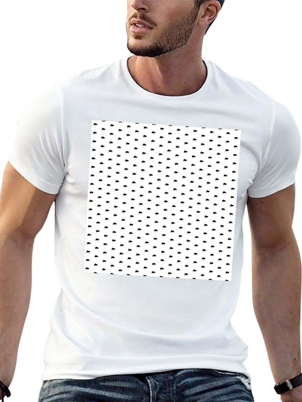 Patterned Black T-Shirt for Men