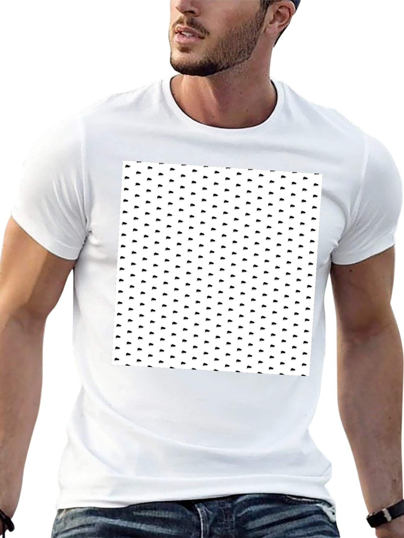 Patterned Black T-Shirt for Men
