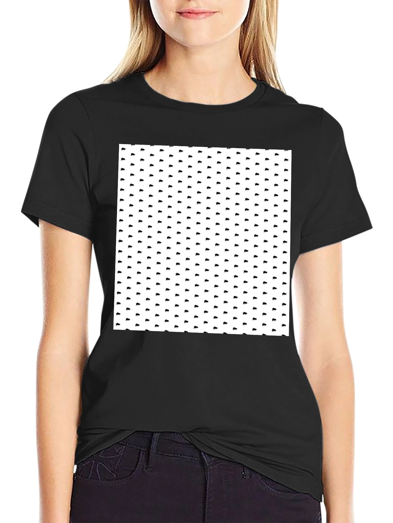 Patterned Black T-Shirt for Men
