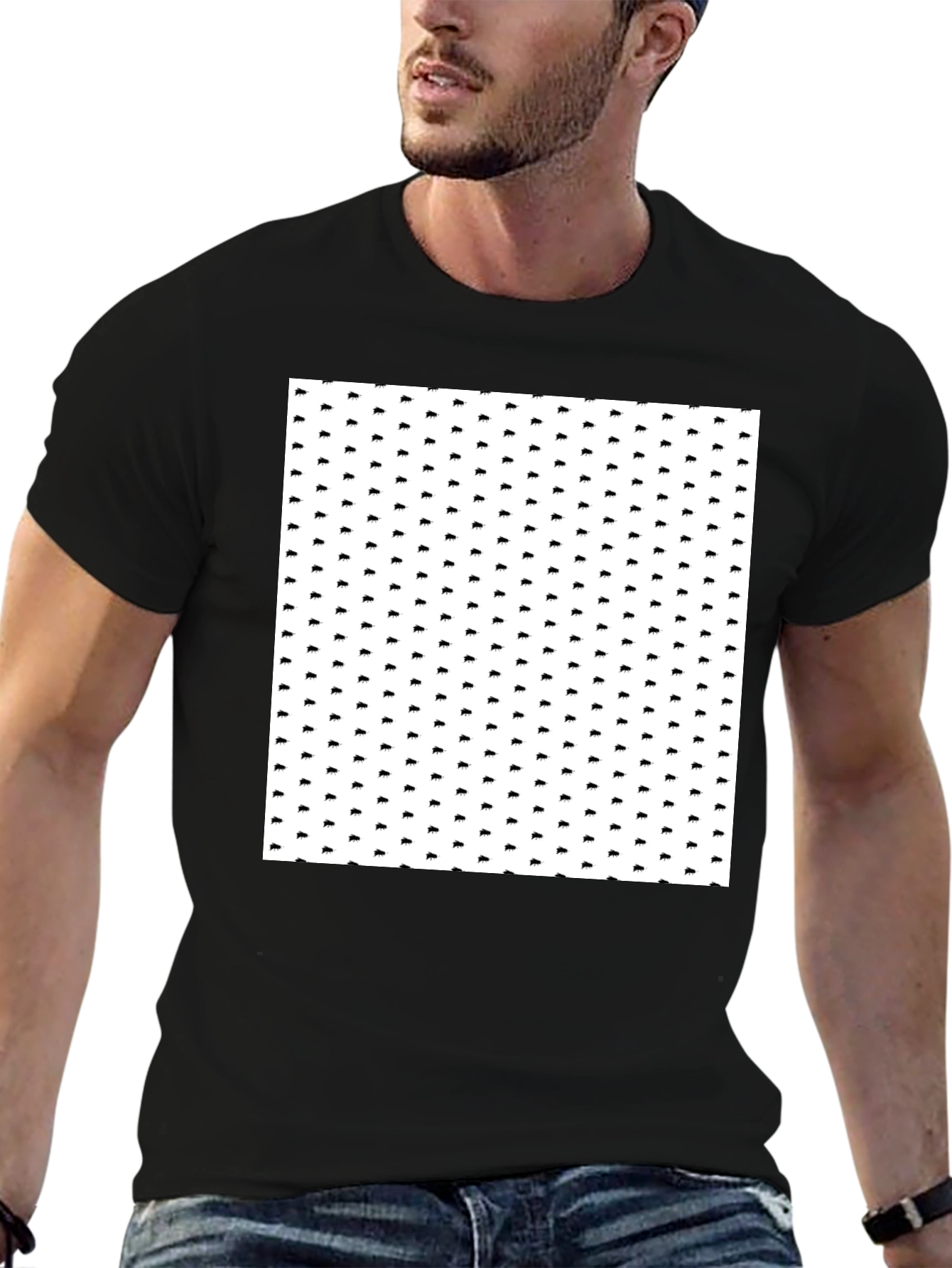 Patterned Black T-Shirt for Men