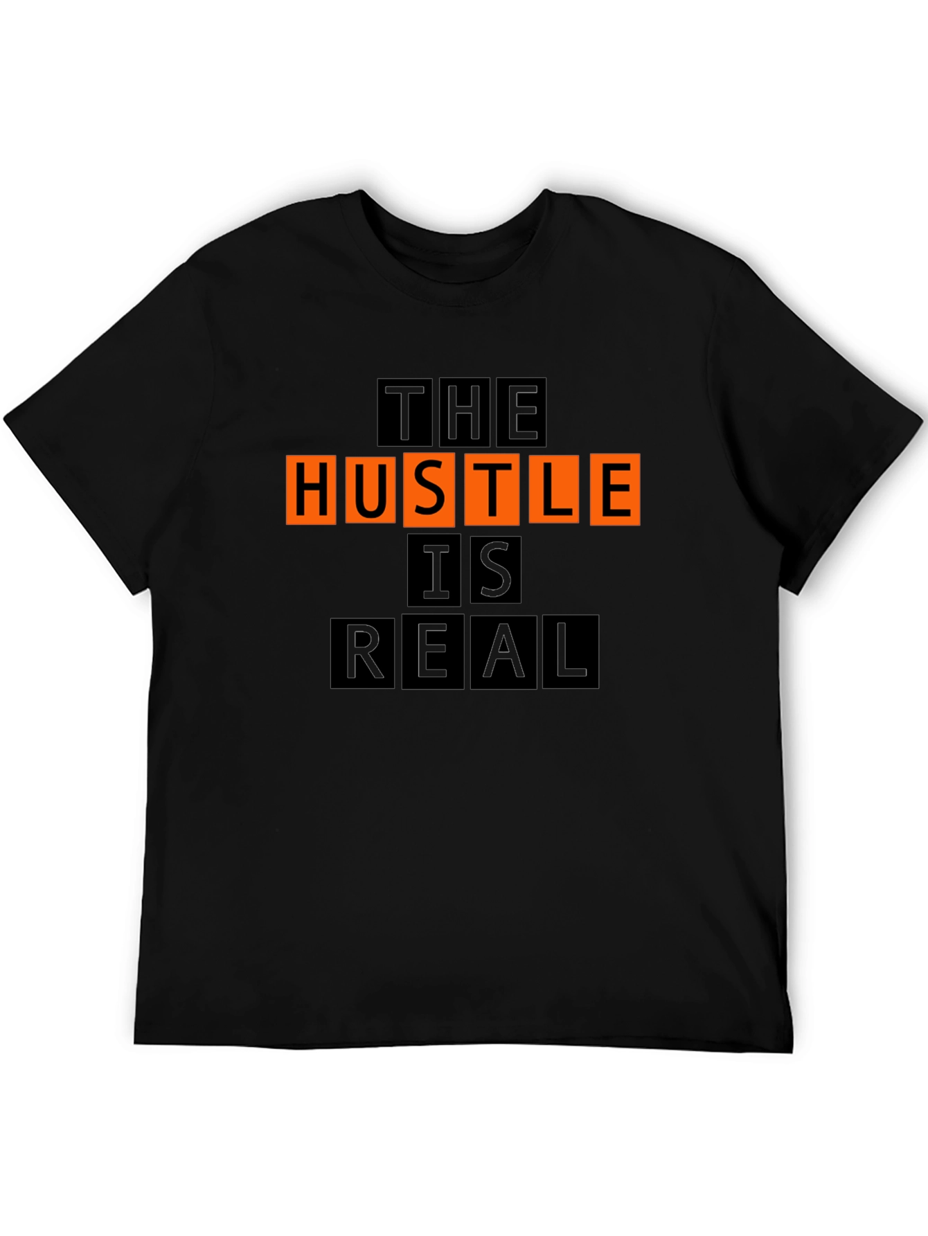 The Hustle is Real Graphic Black T-Shirt